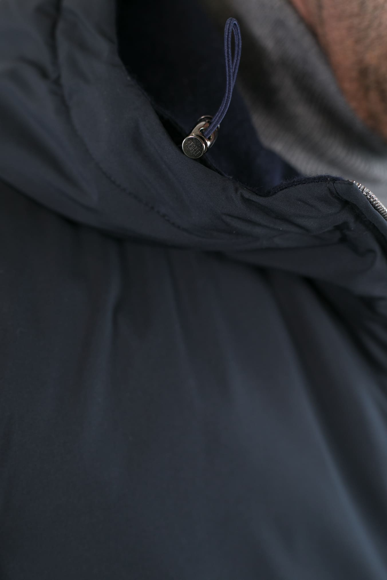 Dark Blue Cashmere Lined Airstop Hooded Jacket