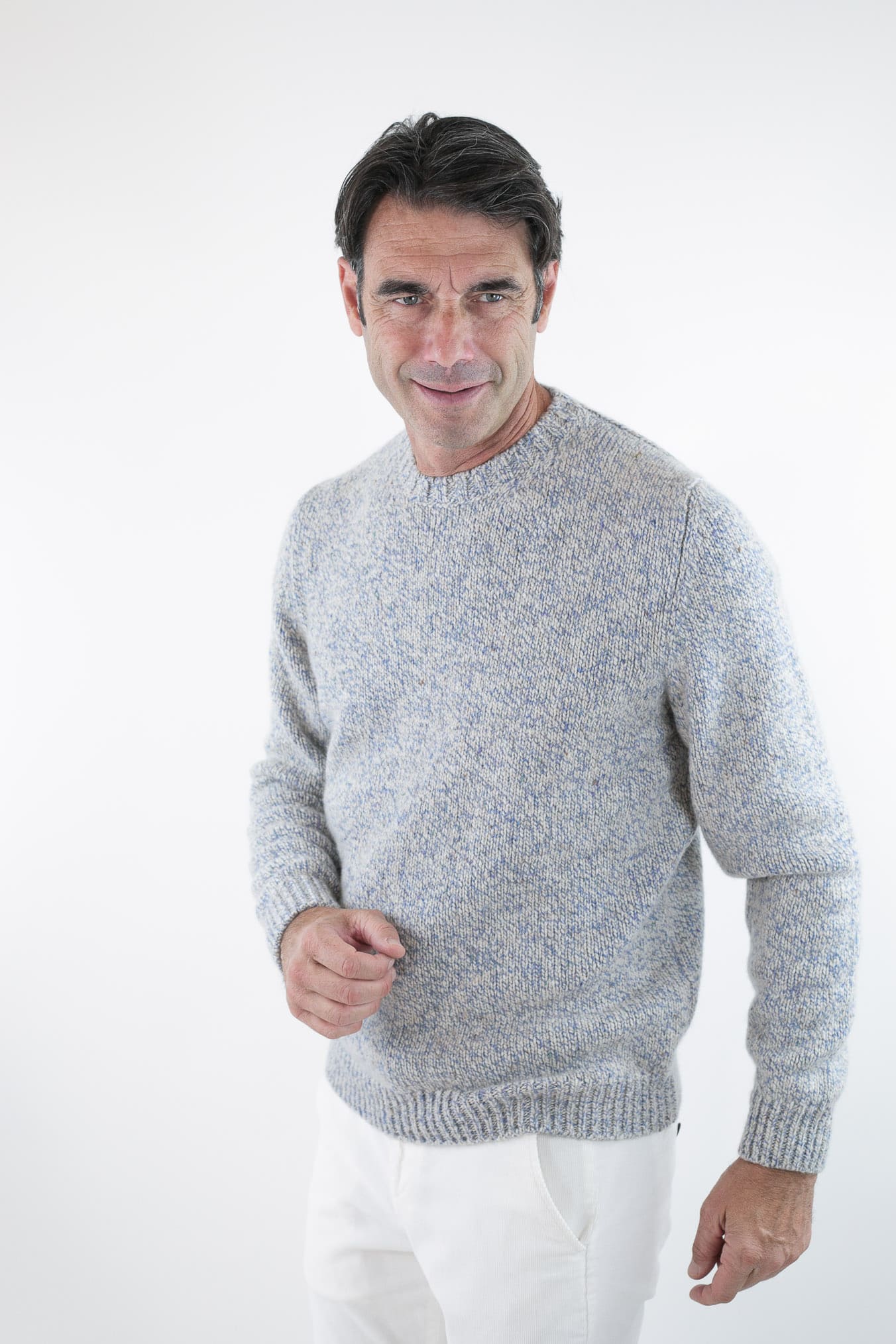 Girocollo Cashmere Azzurro Mélange