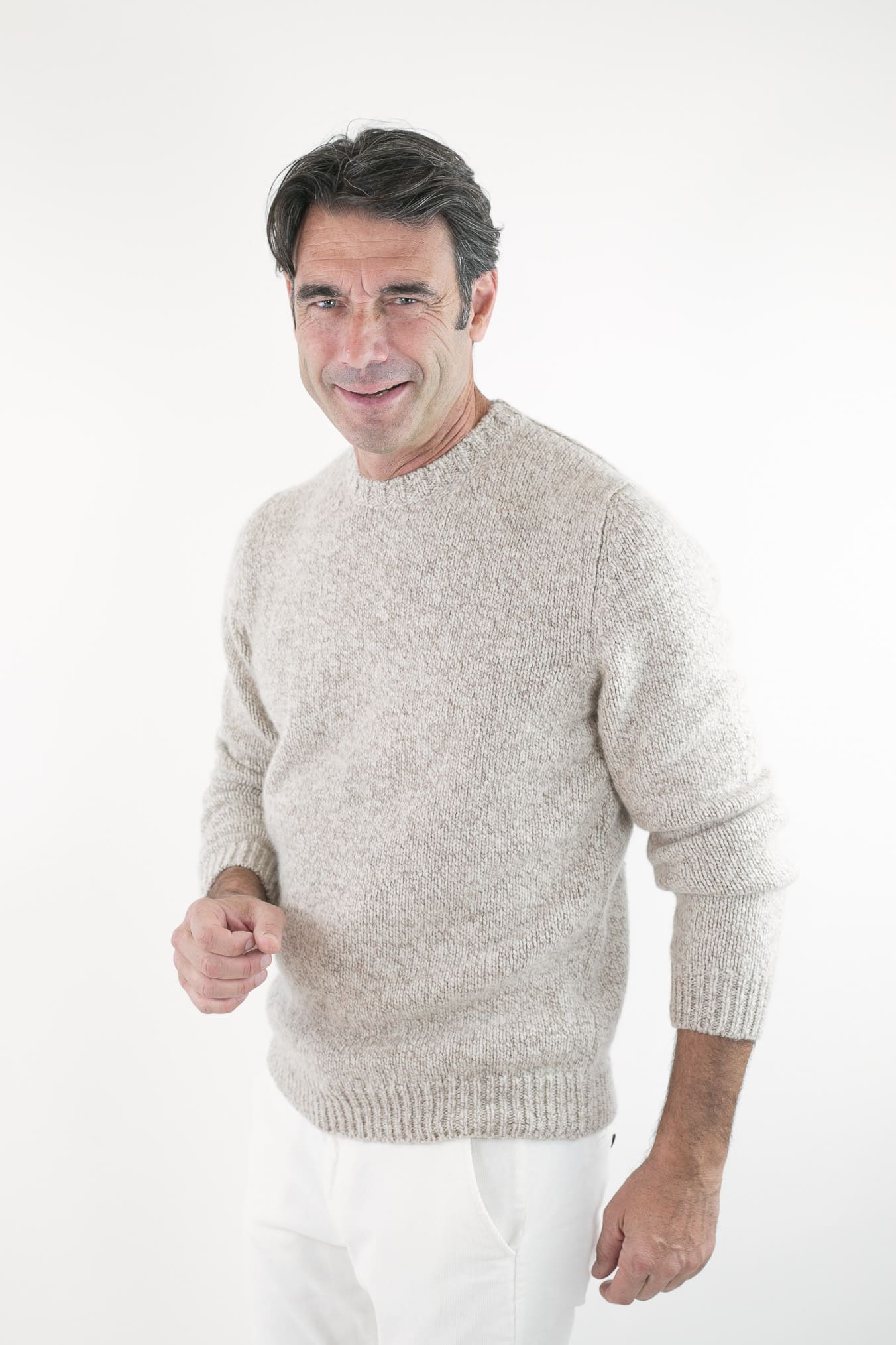 Girocollo Cashmere Beige Chiaro Mélange