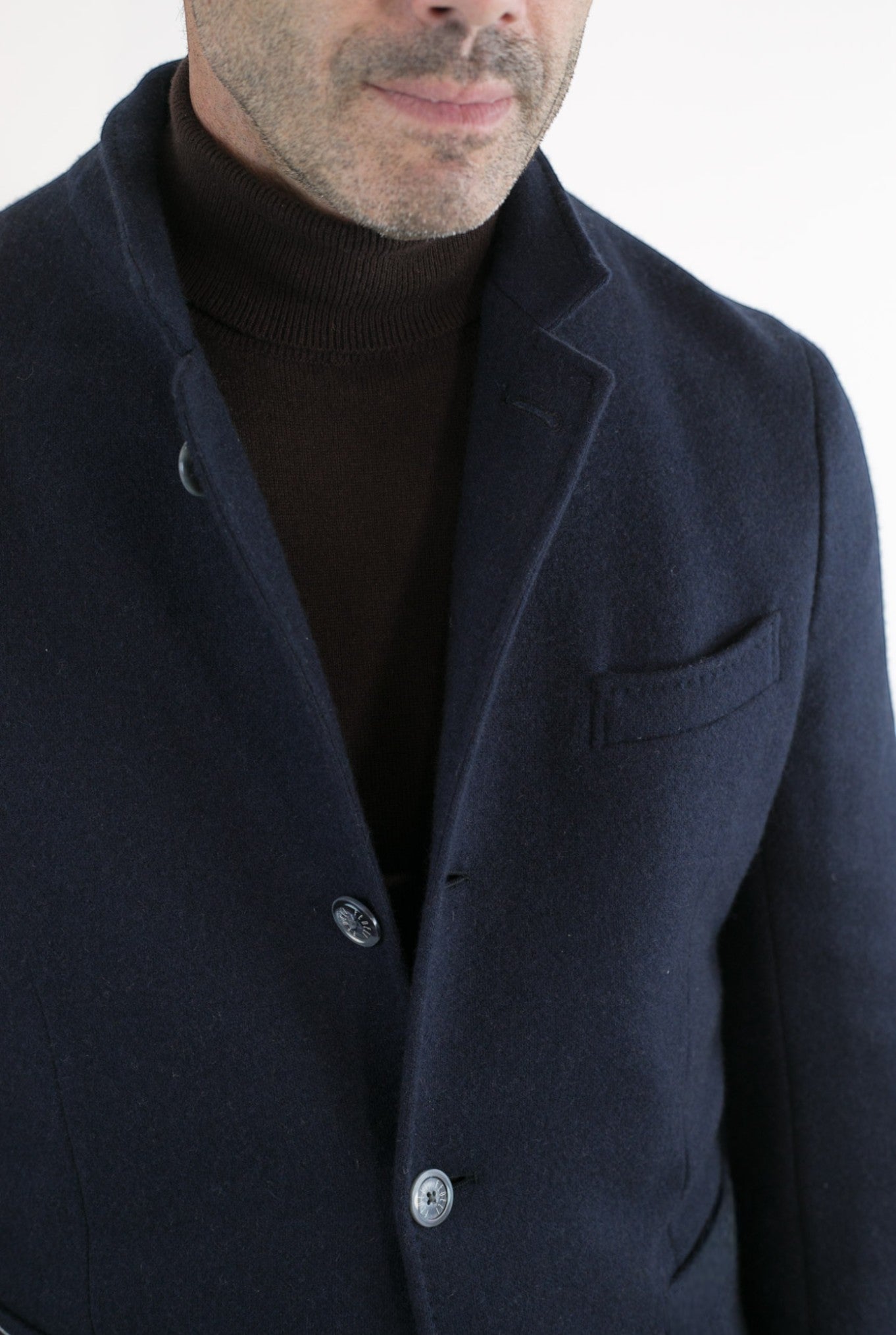 FEDELI Damon Cashmere Double Jacket Dark Blue