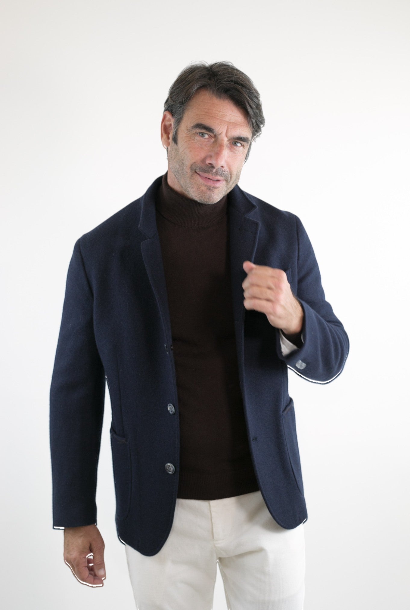 FEDELI Damon Cashmere Double Jacket Dark Blue