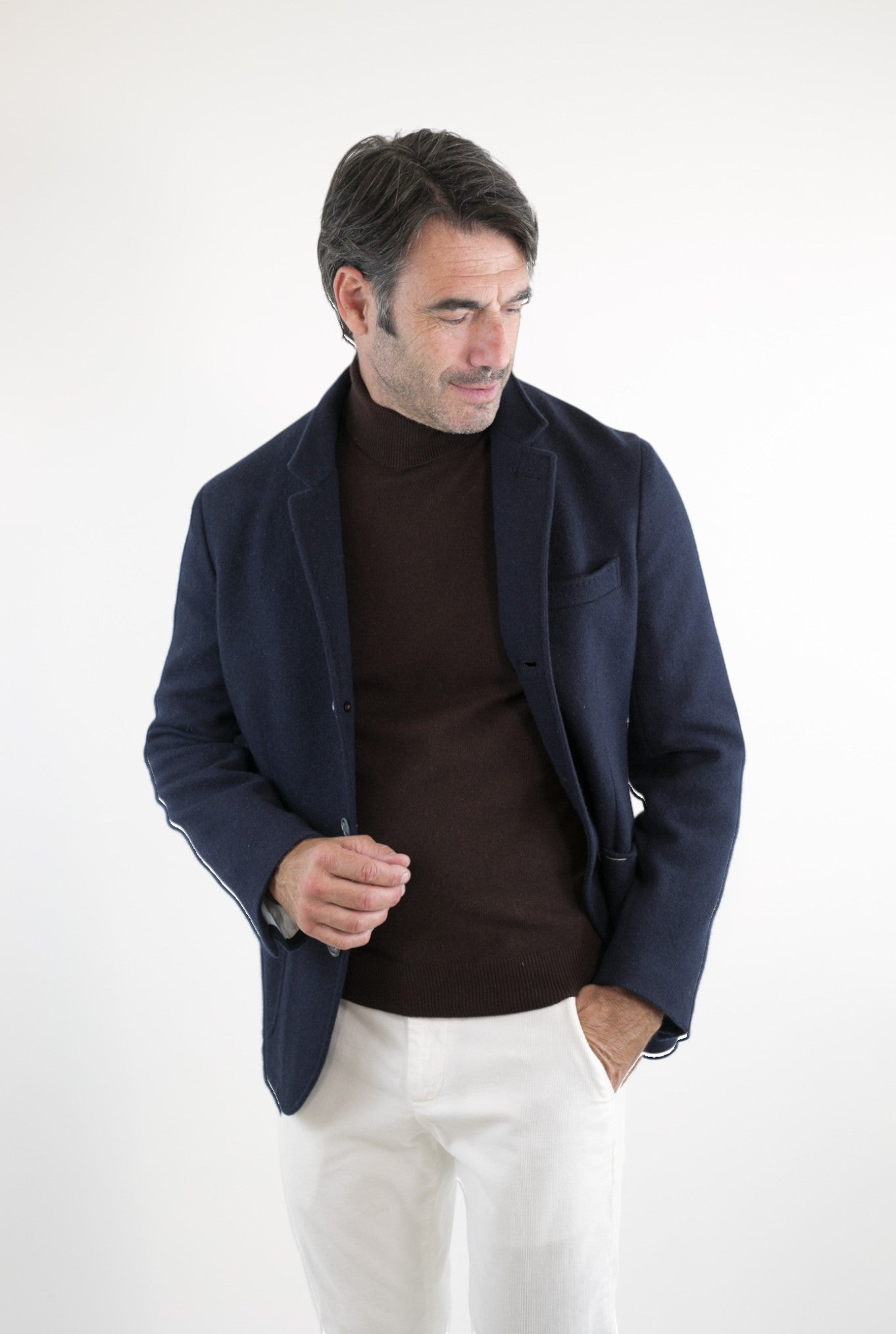 FEDELI Damon Cashmere Double Jacket Dark Blue