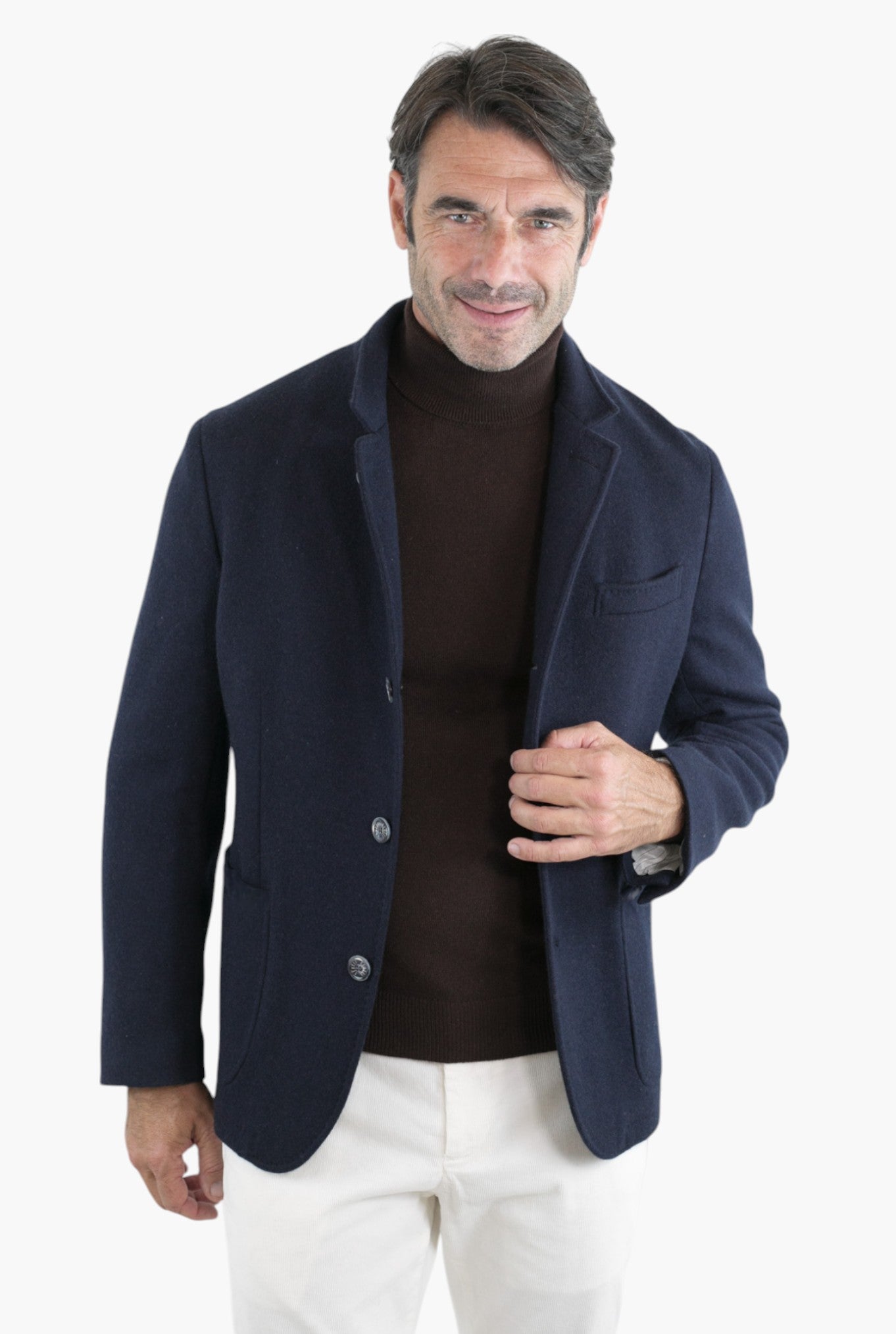 FEDELI Damon Cashmere Double Jacket Dark Blue