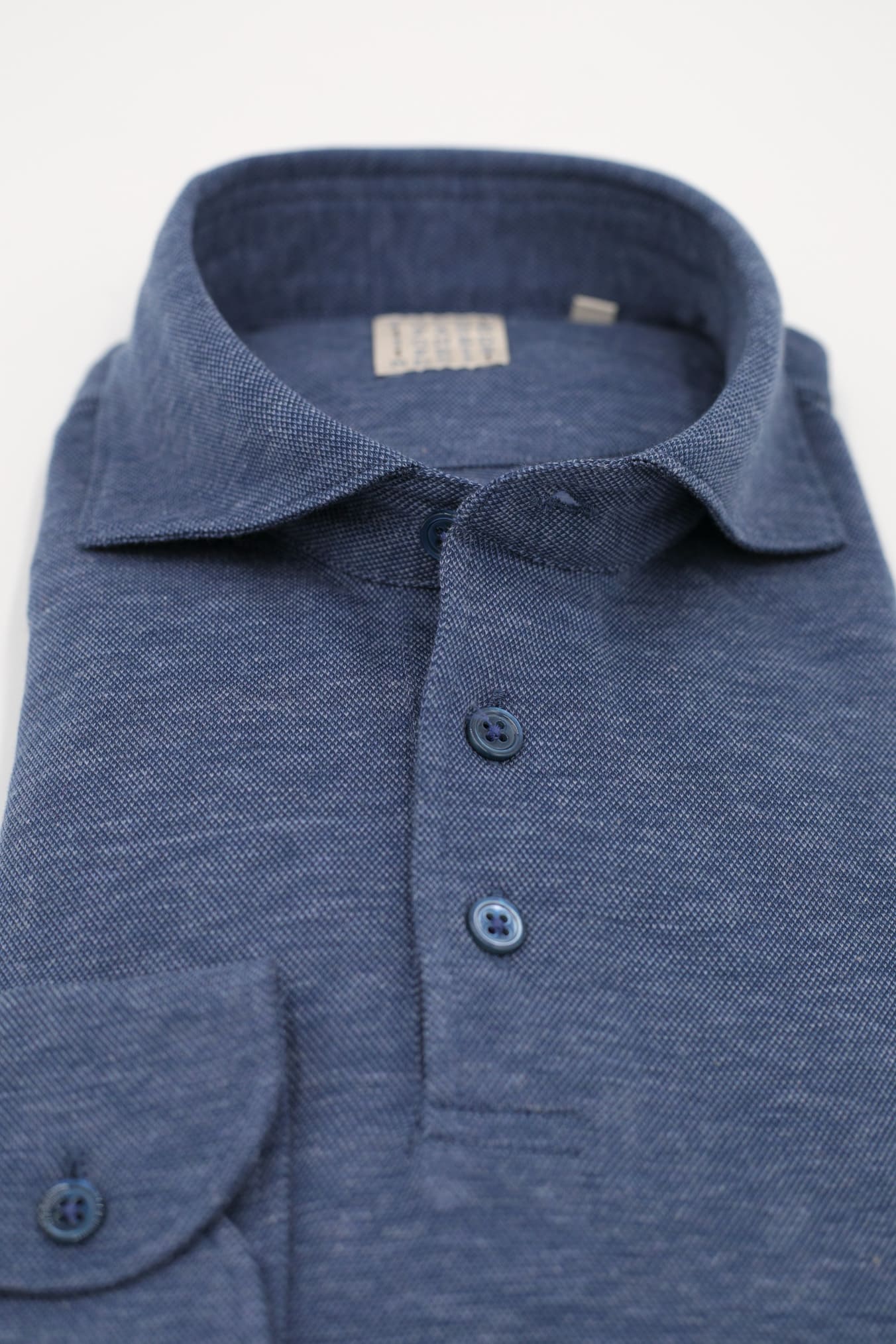 Polo Jersey Cotton and Cashmere Piquet Bluette Mélange