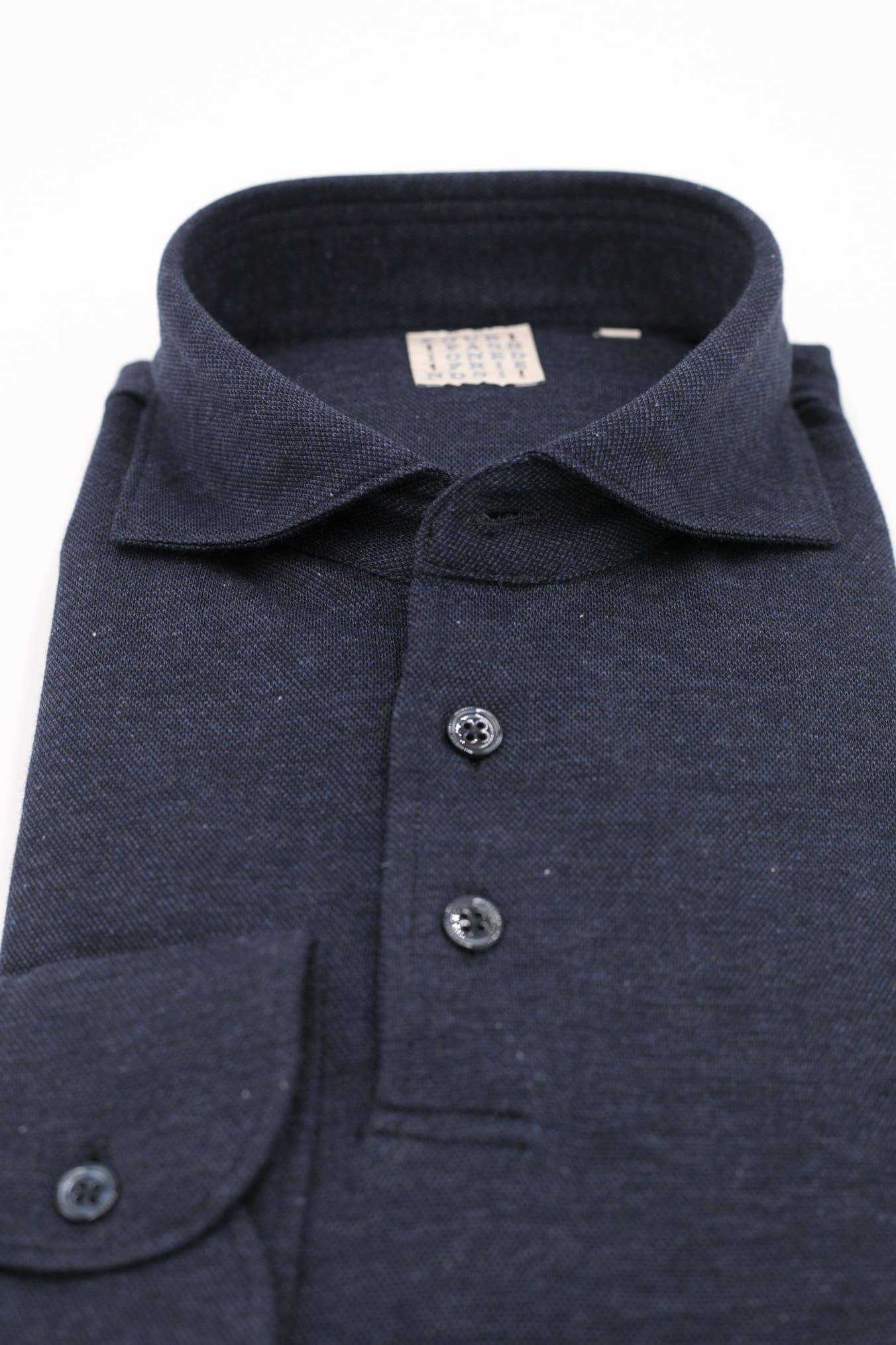 Polo Jersey Cotton and Cashmere Piquet Midnight Blue Mélange