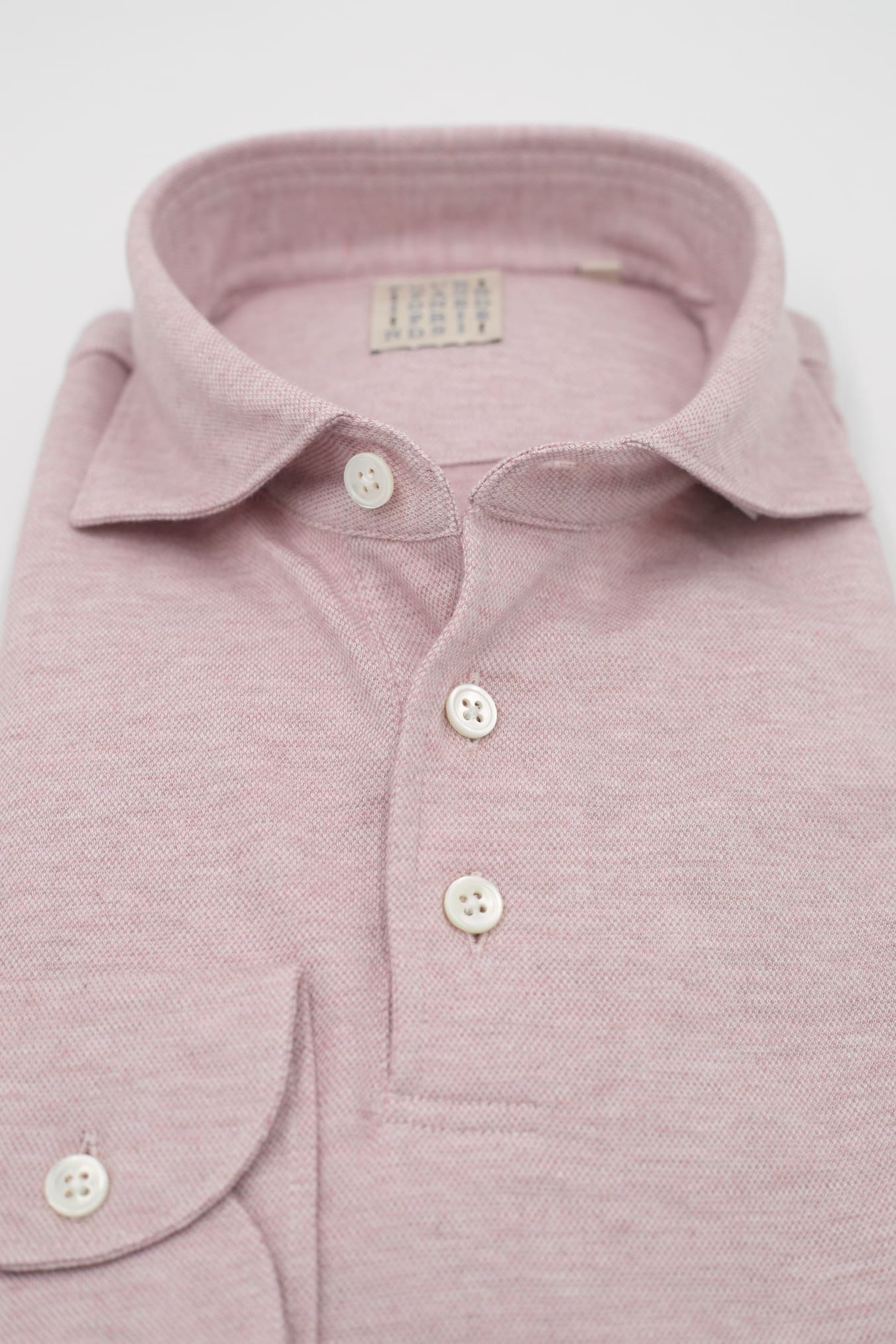 Polo Jersey Cotone e Cashmere Piquet Rosa Mélange