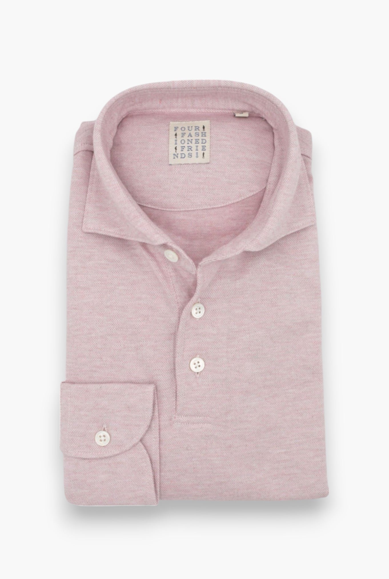 Polo Jersey Cotone e Cashmere Piquet Rosa Mélange