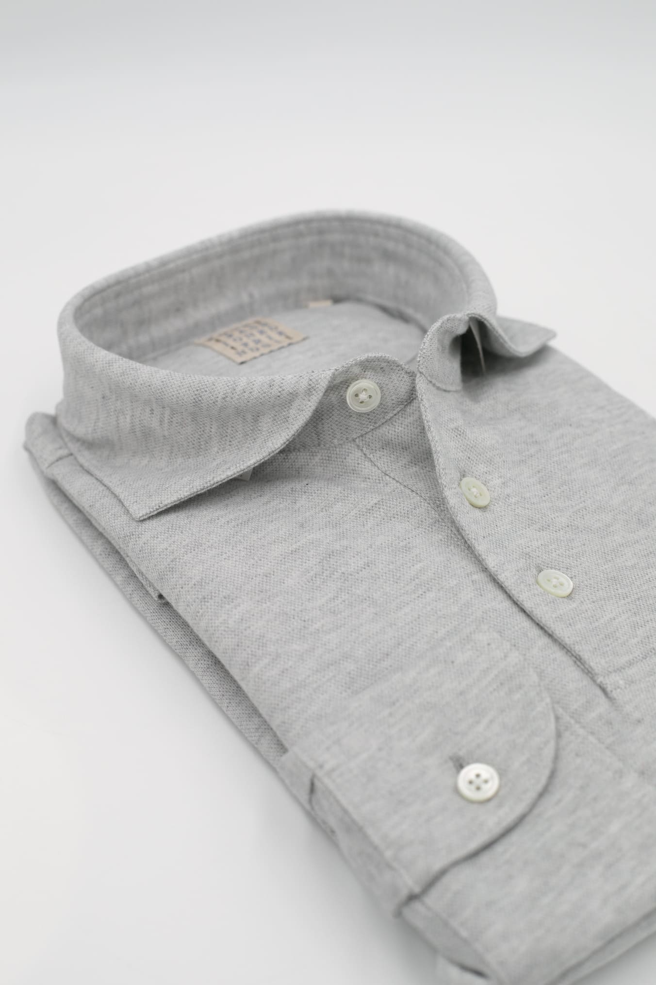 Polo Jersey Cotone e Cashmere Piquet Grigio Chiaro Mélange