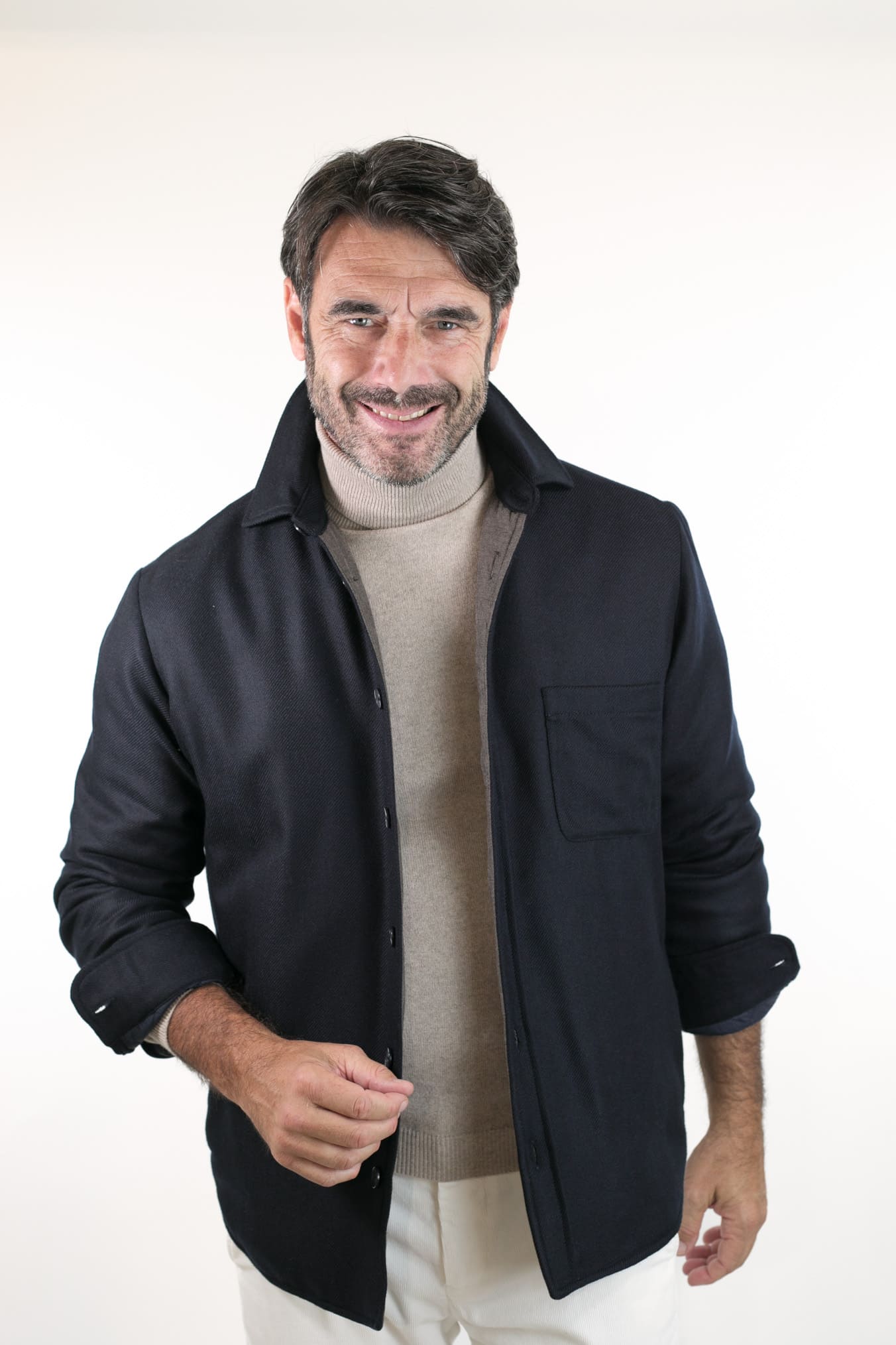 FFF Overshirt Cashmere Lanificio di Pray Blu Scuro