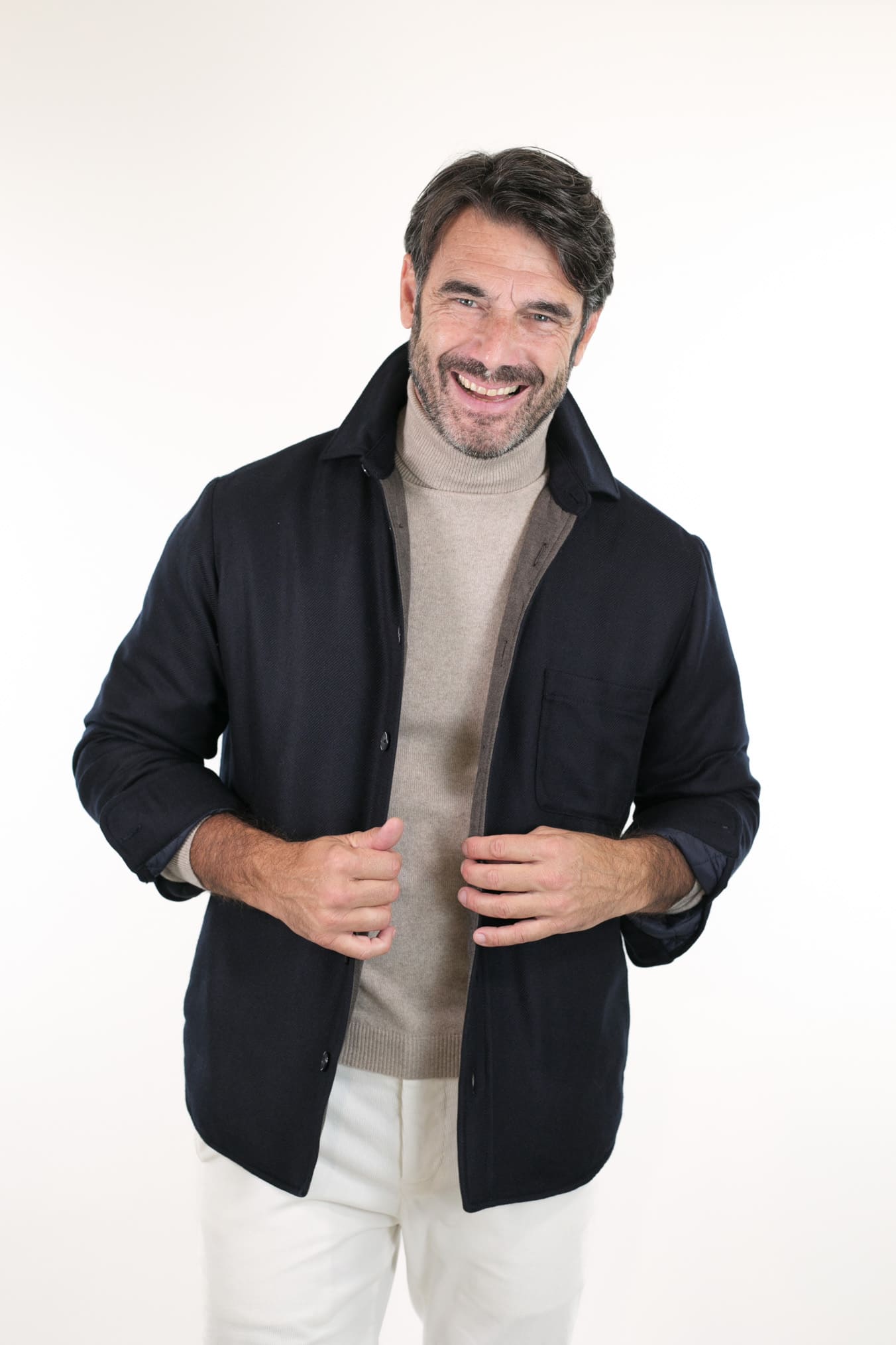 FFF Overshirt Cashmere Lanificio di Pray Blu Scuro