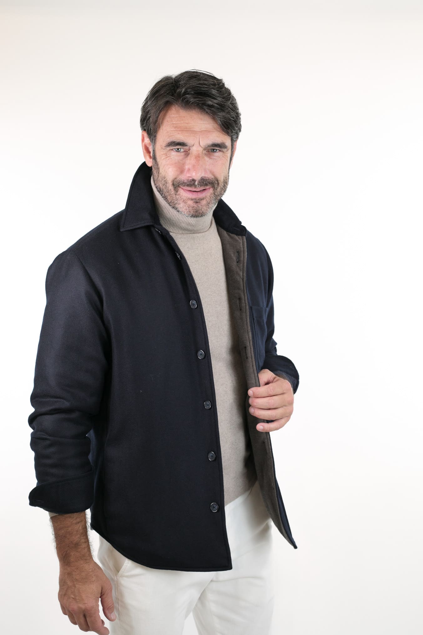 FFF Overshirt Cashmere Lanificio di Pray Blu Scuro