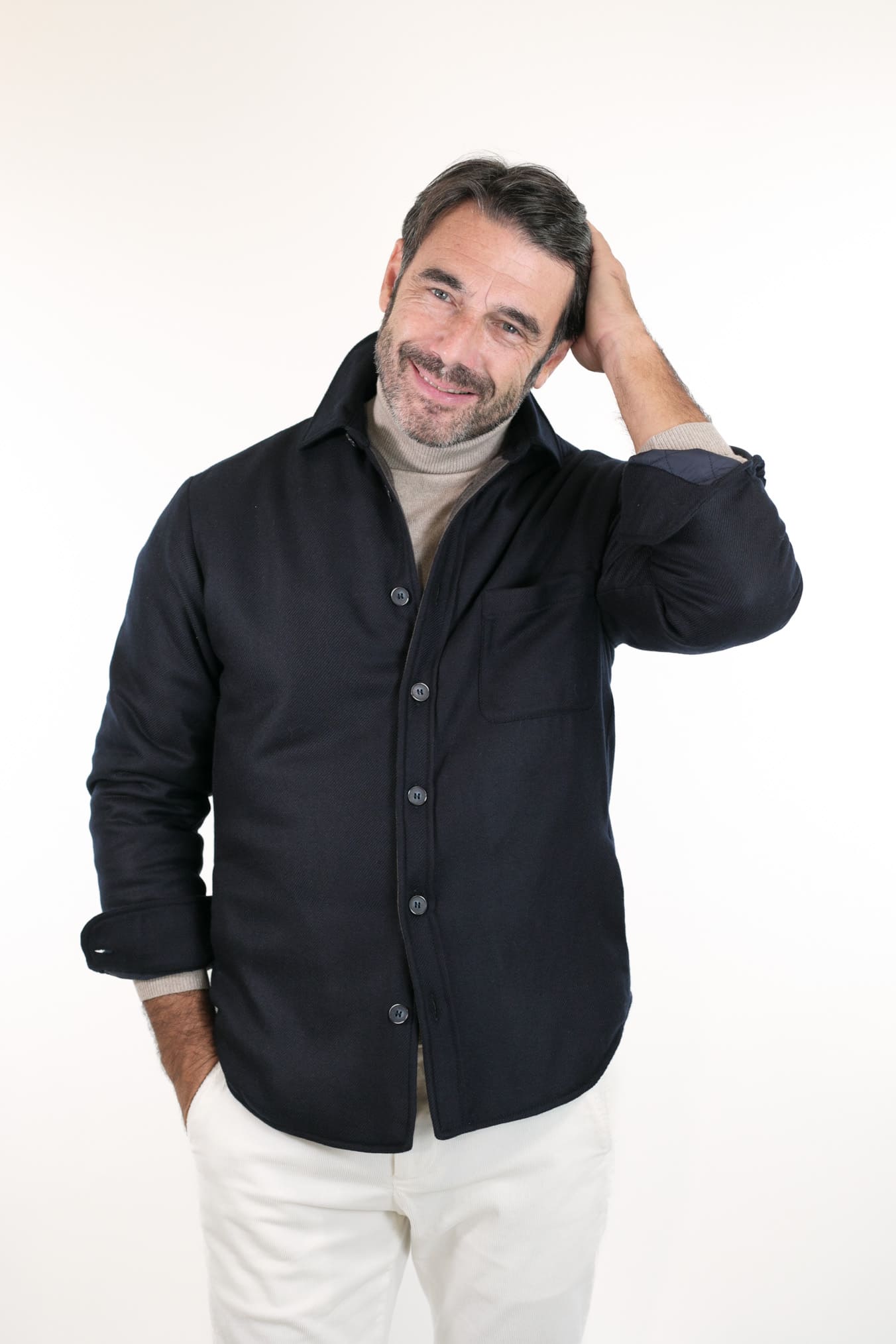 FFF Overshirt Cashmere Lanificio di Pray Blu Scuro