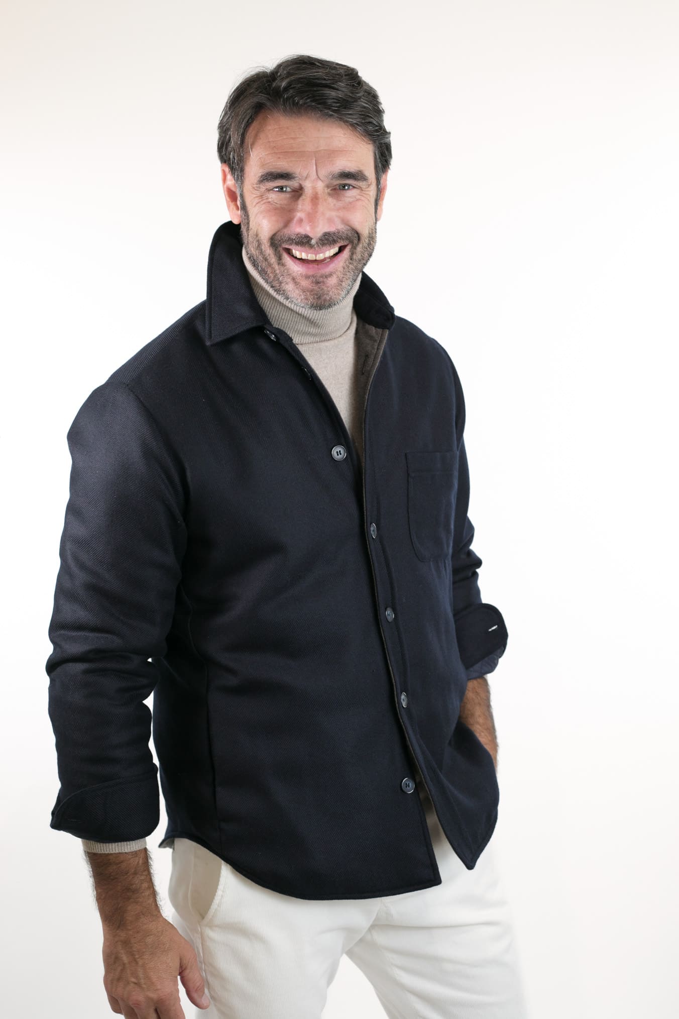 FFF Overshirt Cashmere Lanificio di Pray Blu Scuro