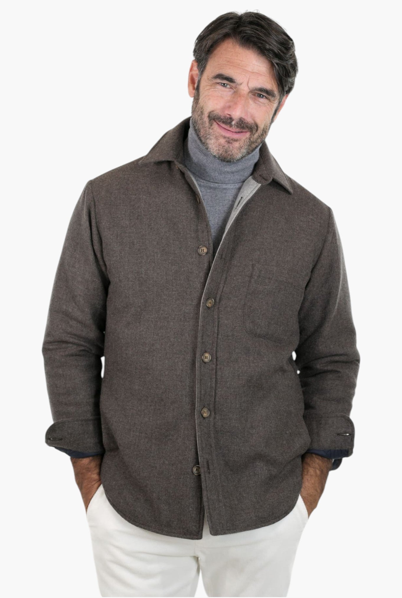 FFF Overshirt Cashmere Lanificio di Pray Marrone