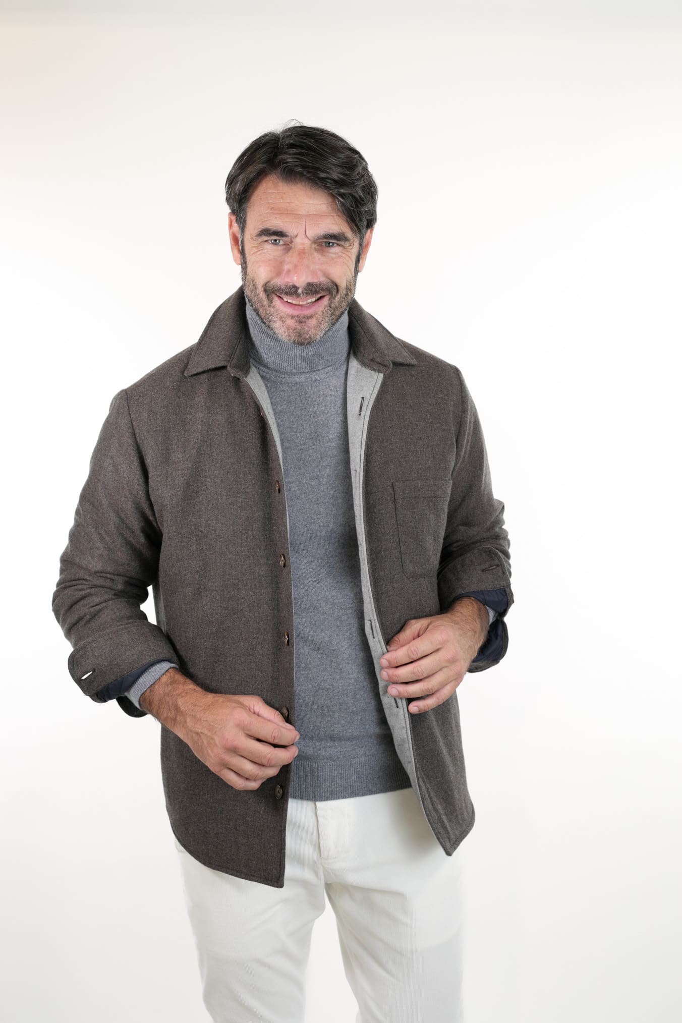 FFF Overshirt Cashmere Lanificio di Pray Marrone