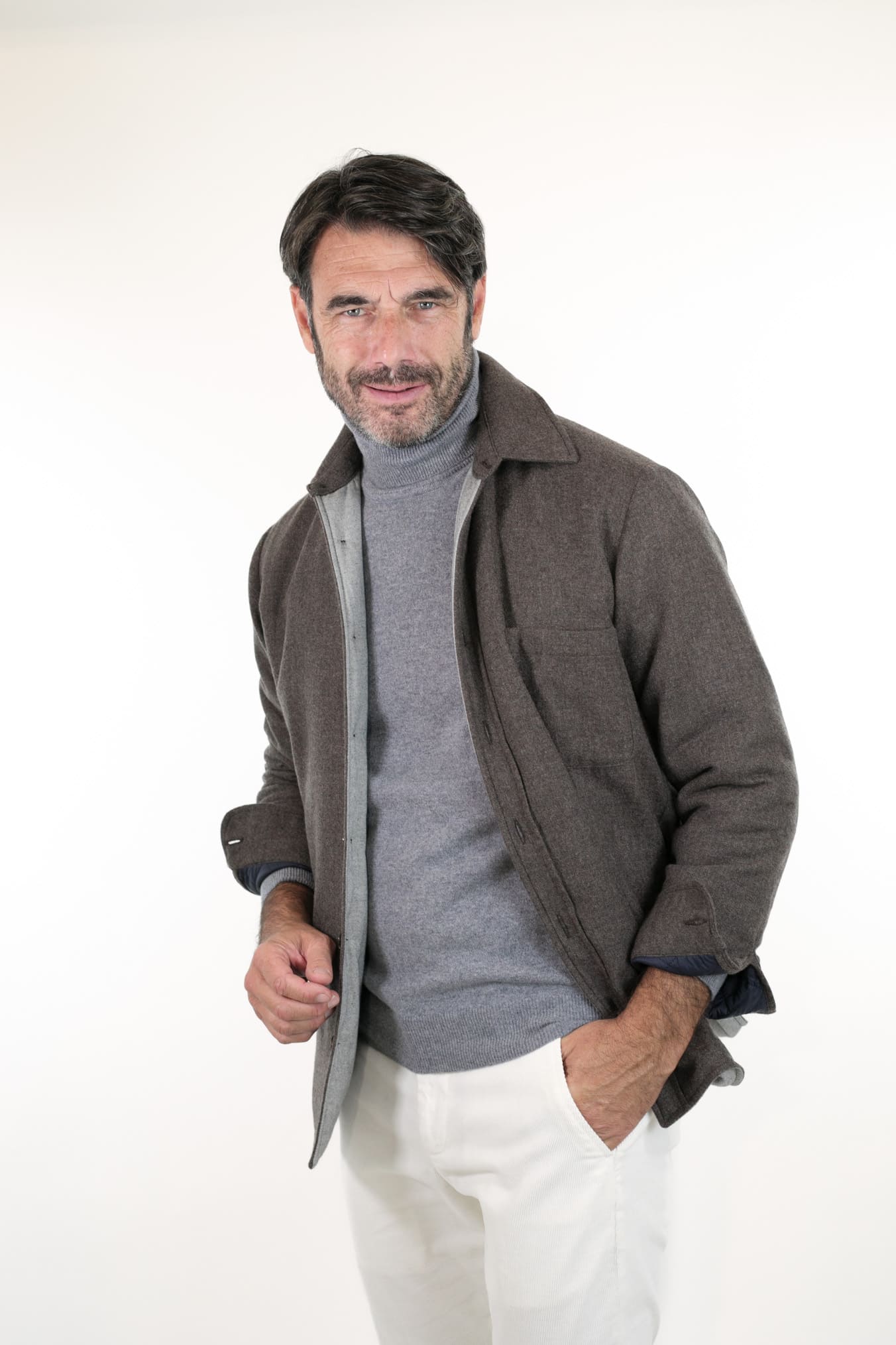 FFF Overshirt Cashmere Lanificio di Pray Marrone