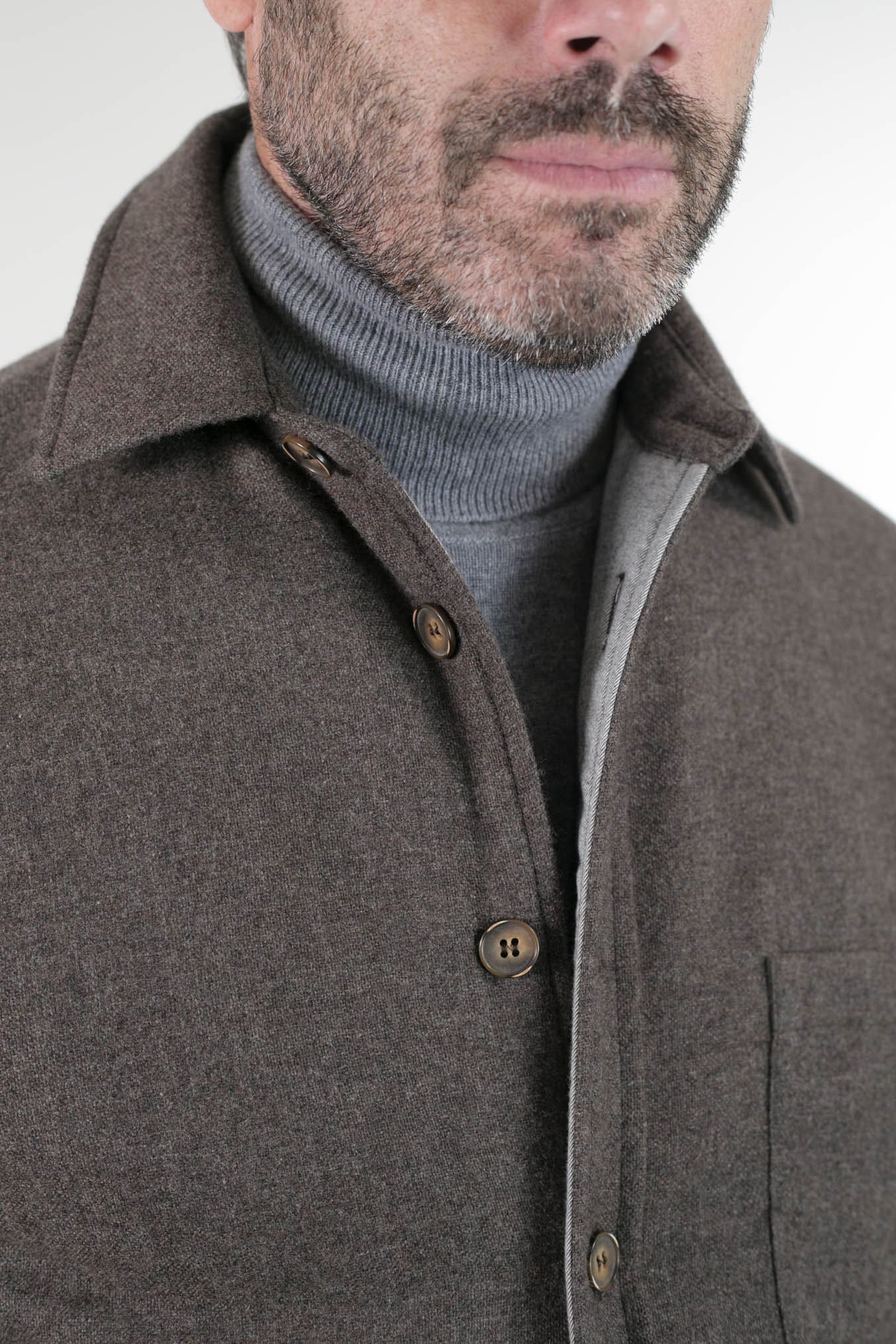 FFF Overshirt Cashmere Lanificio di Pray Marrone