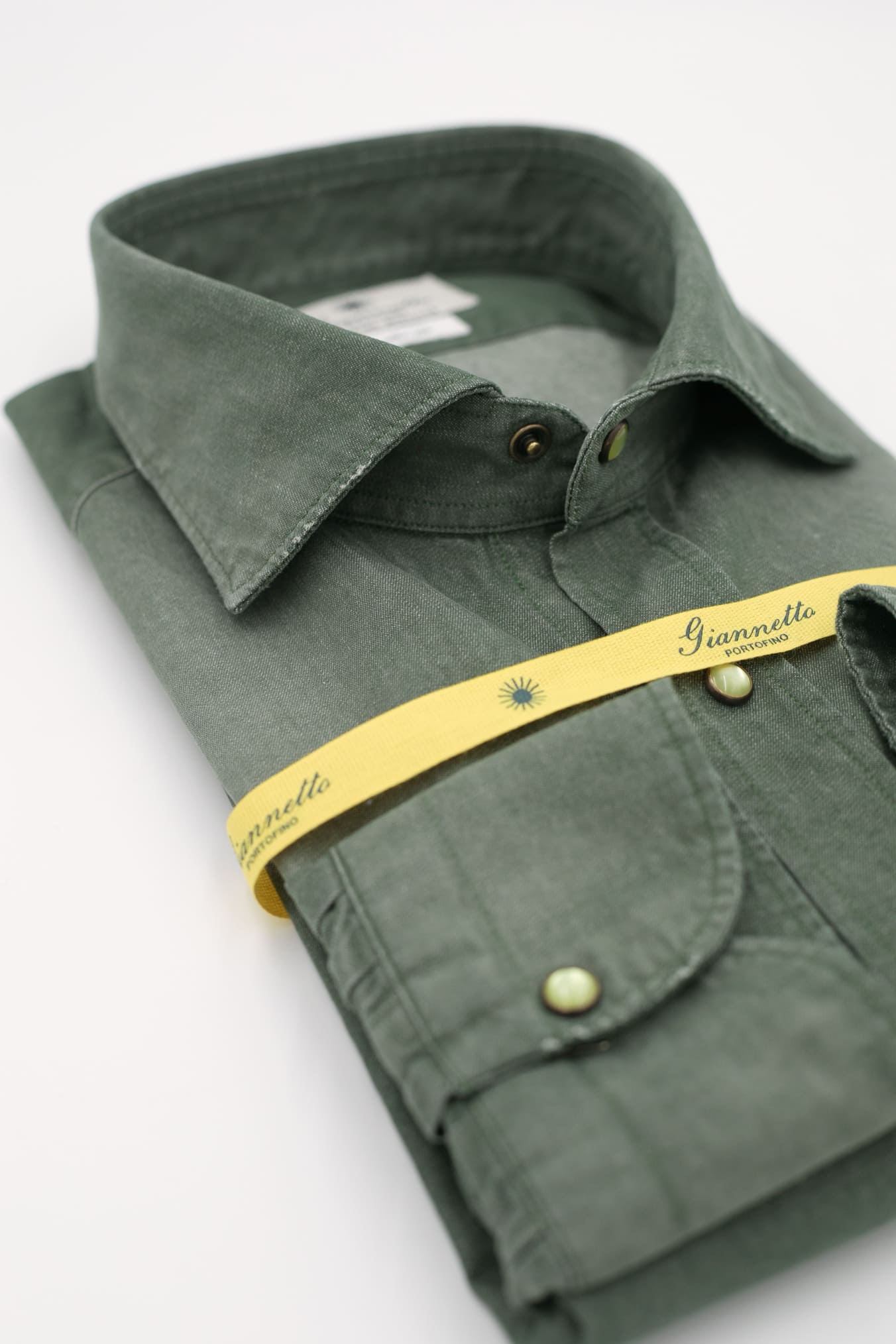 Green Washed Denim Shirt