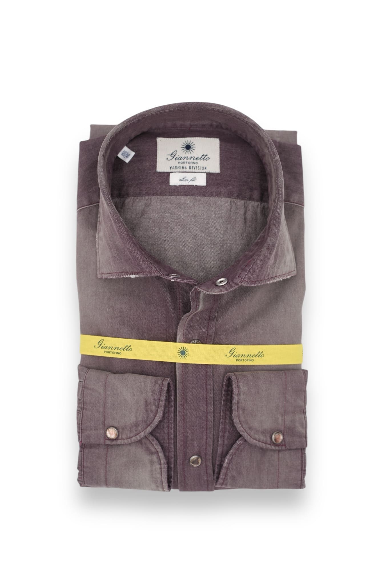 Aubergine Purple Washed Denim Shirt