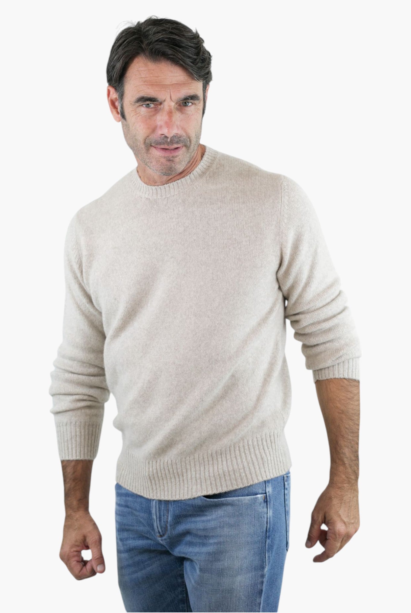 Beige Cashmere and Silk Crewneck