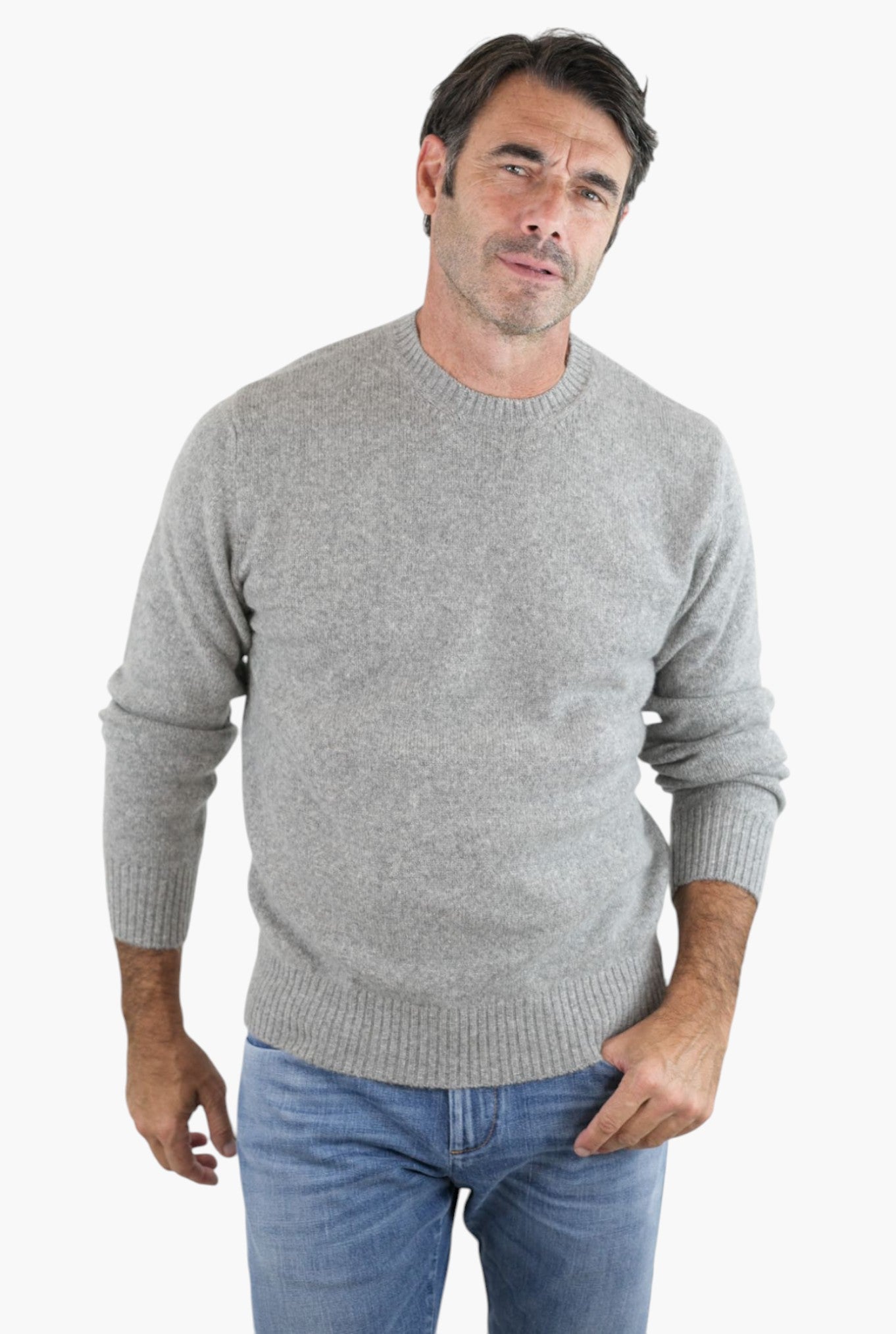 Girocollo Cashmere e Seta Grigio