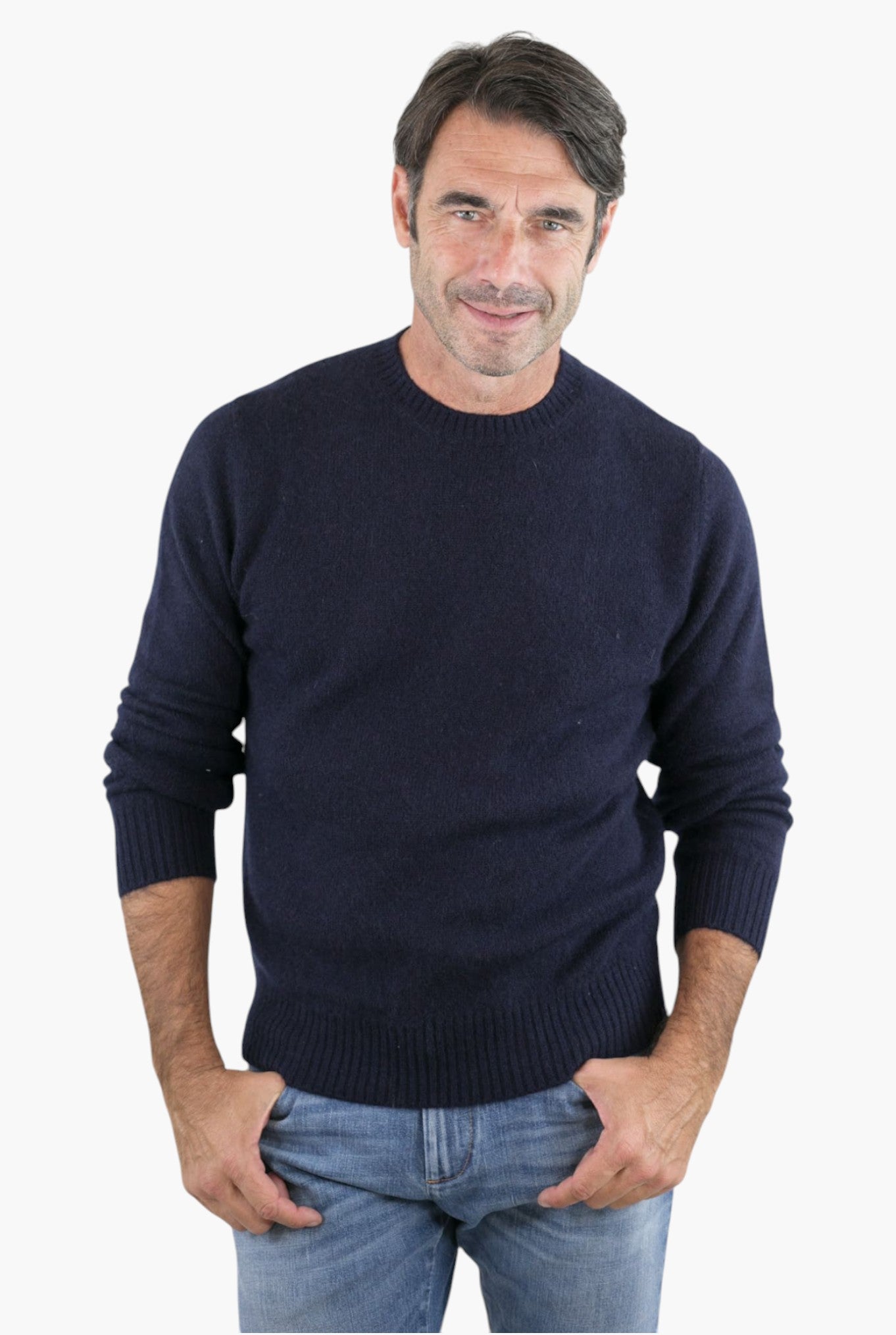 Girocollo Cashmere e Seta Blu