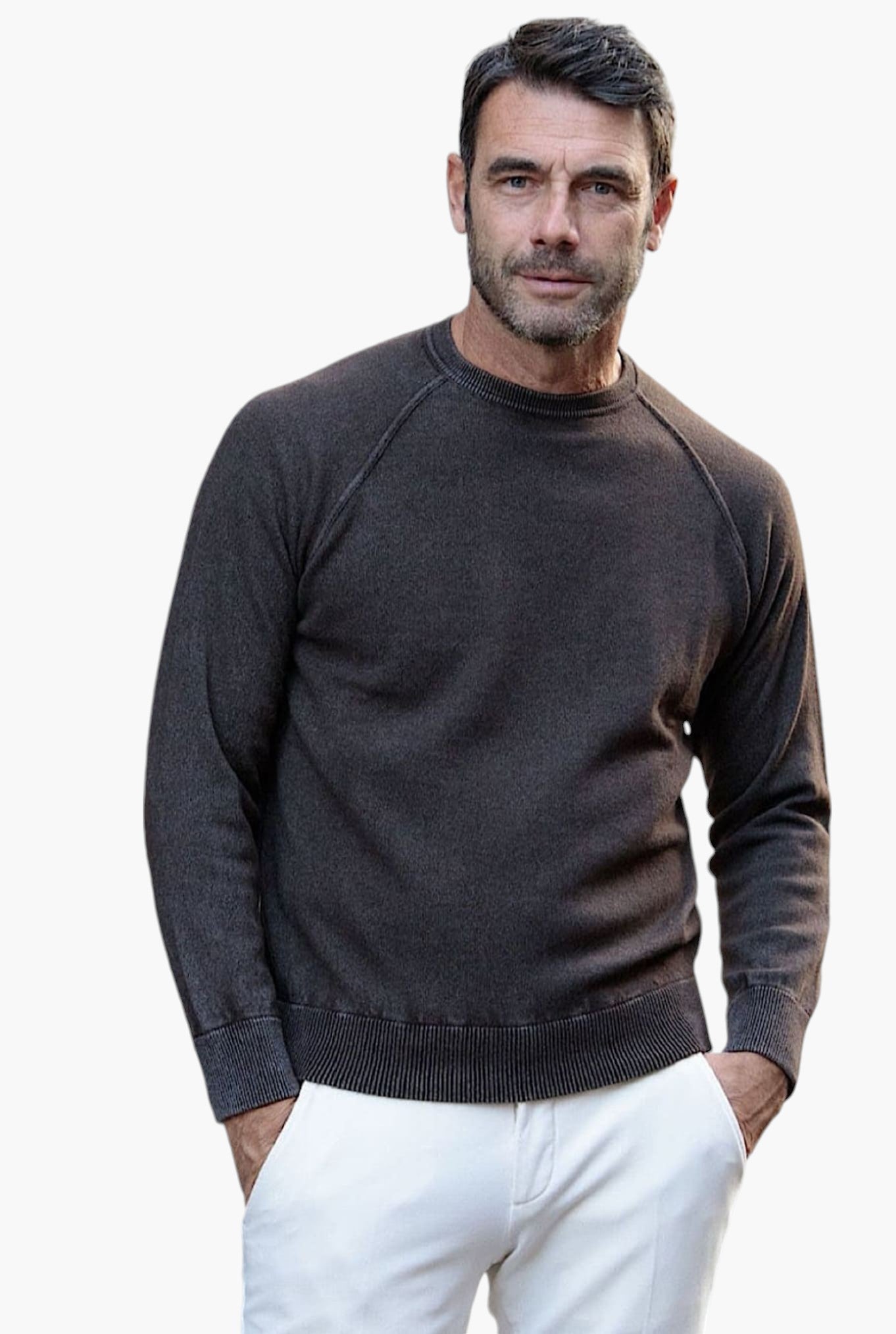 GUARINO Girocollo Raglan Cashmere Old Dyed Caffè