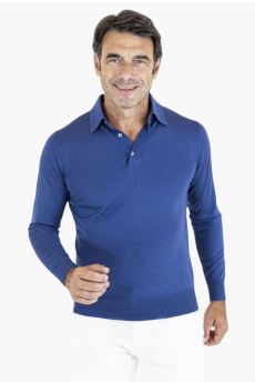 Polo Cashmere e Seta Manica Lunga Bluette