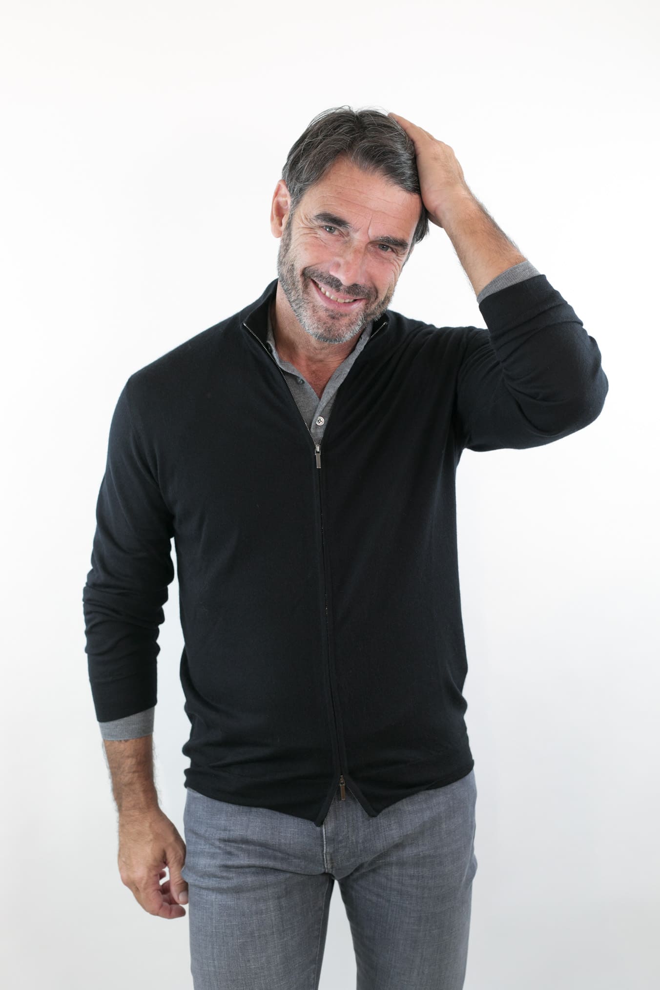 GUARINO Maglia Full Zip Cashmere Nero