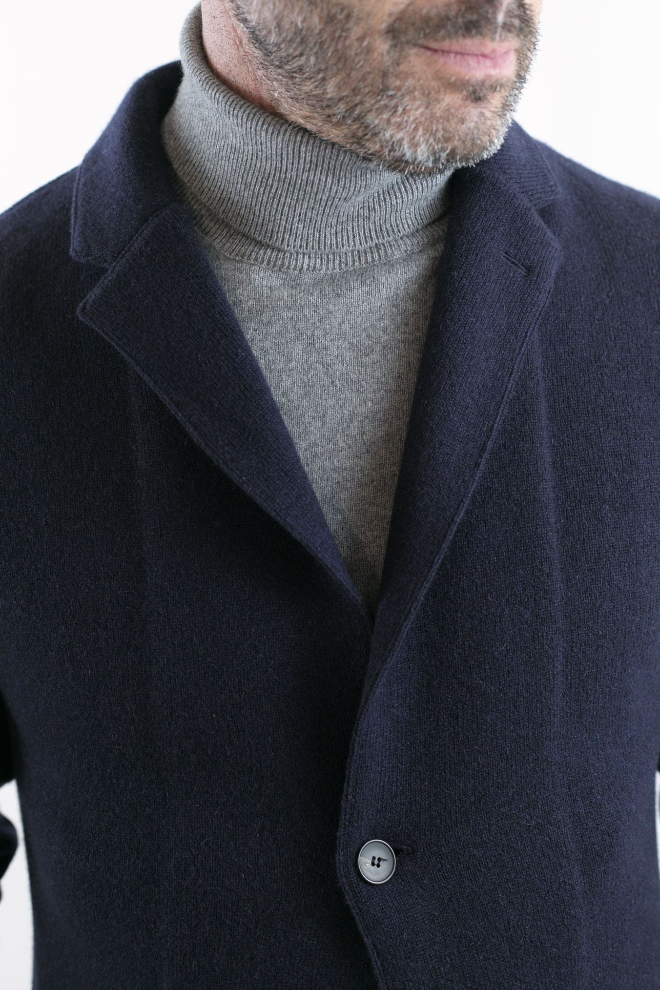 Navy Blue Cashmere Knit Jacket