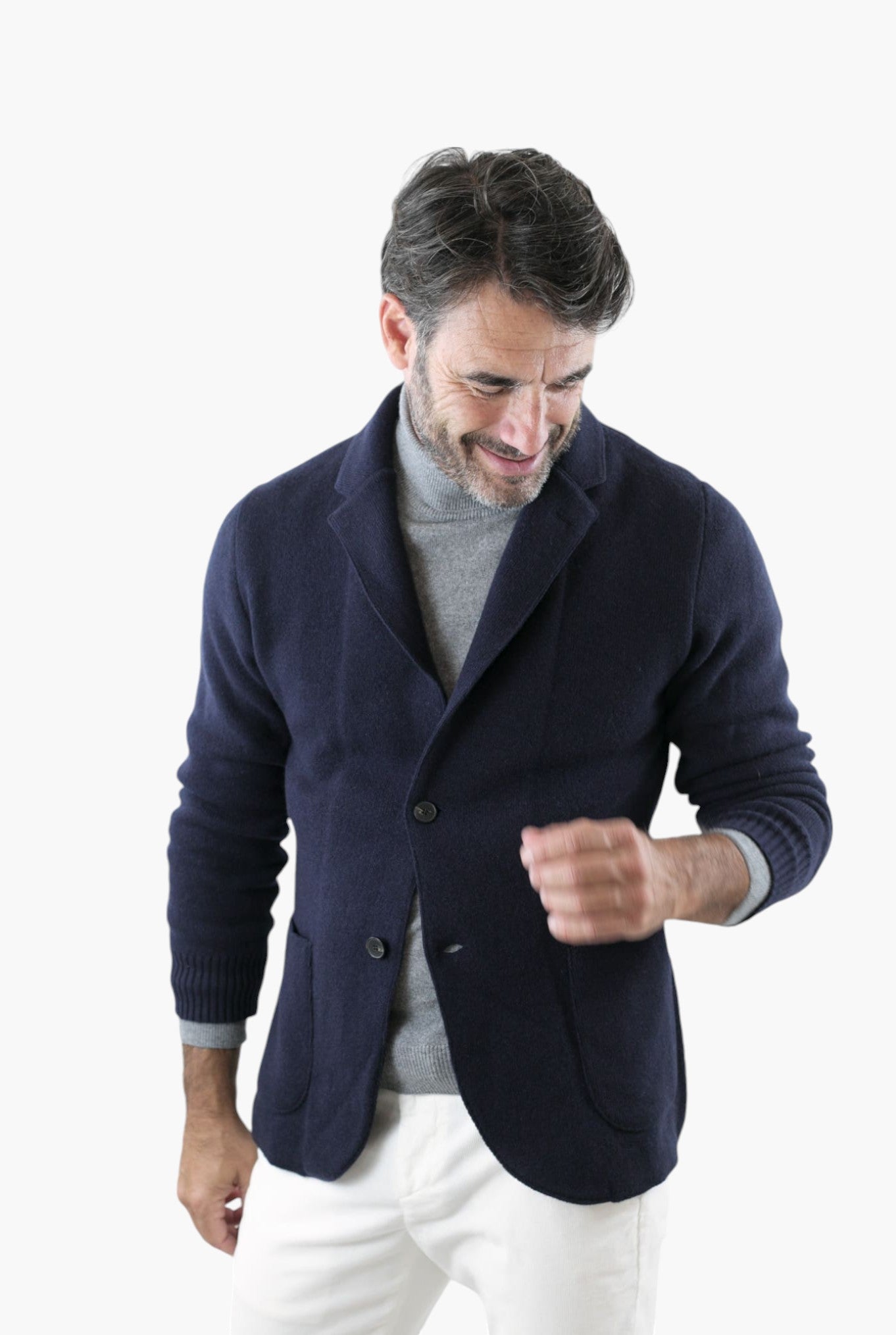 Giacca Maglia in Cashmere Blu Navy