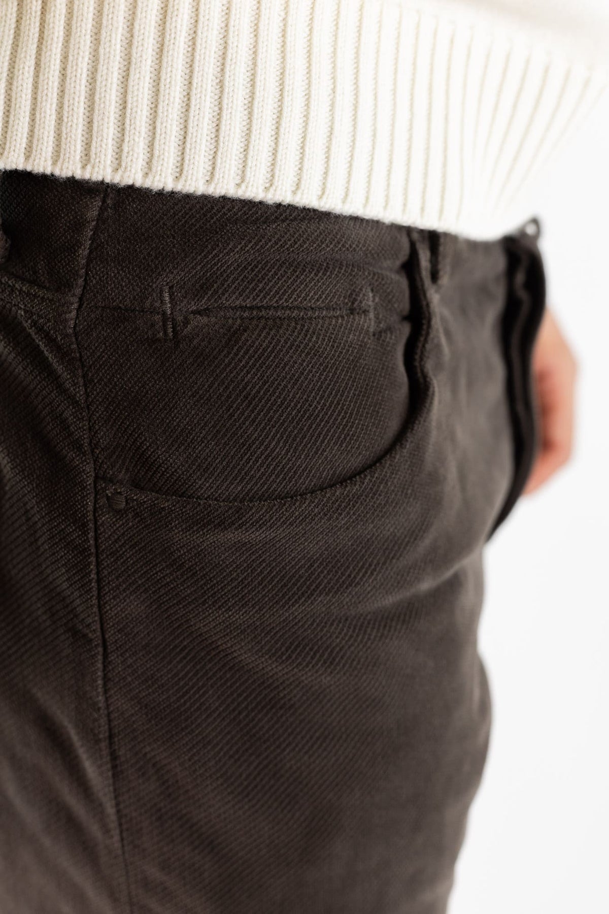 INCOTEX Pantaloni Velluto Diagonale 5 Tasche Moro