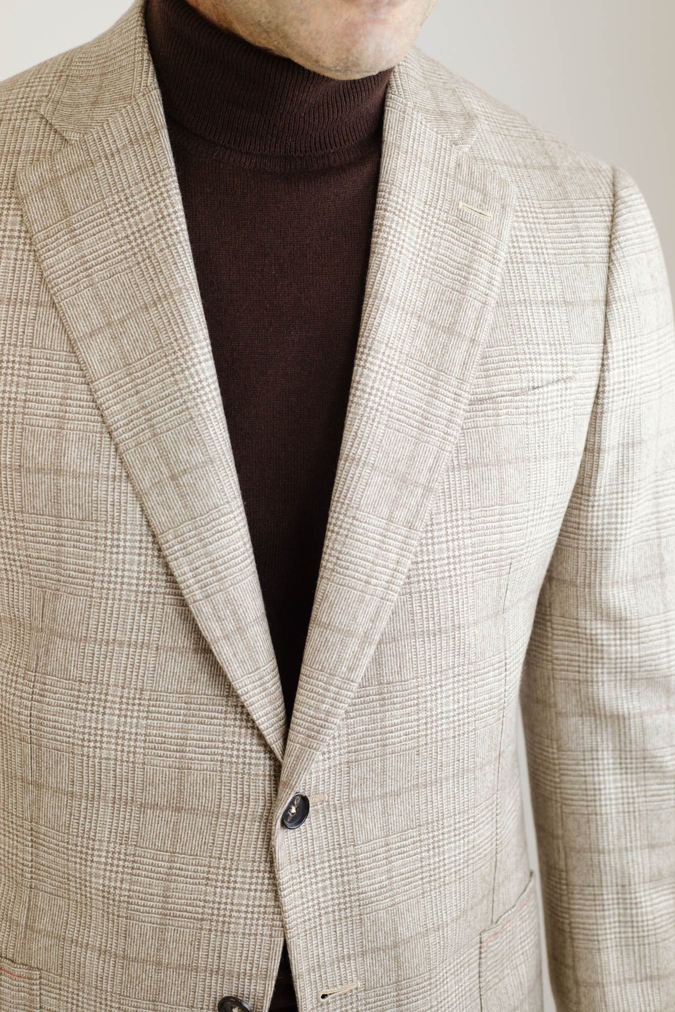 Beige Prince of Wales Cashmere Jacket