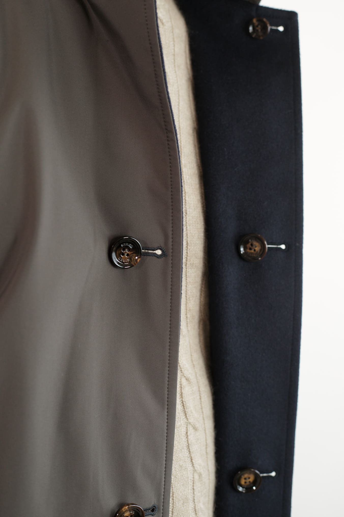 Reversible Cashmere and Nylon Coat Blue/Dark Brown