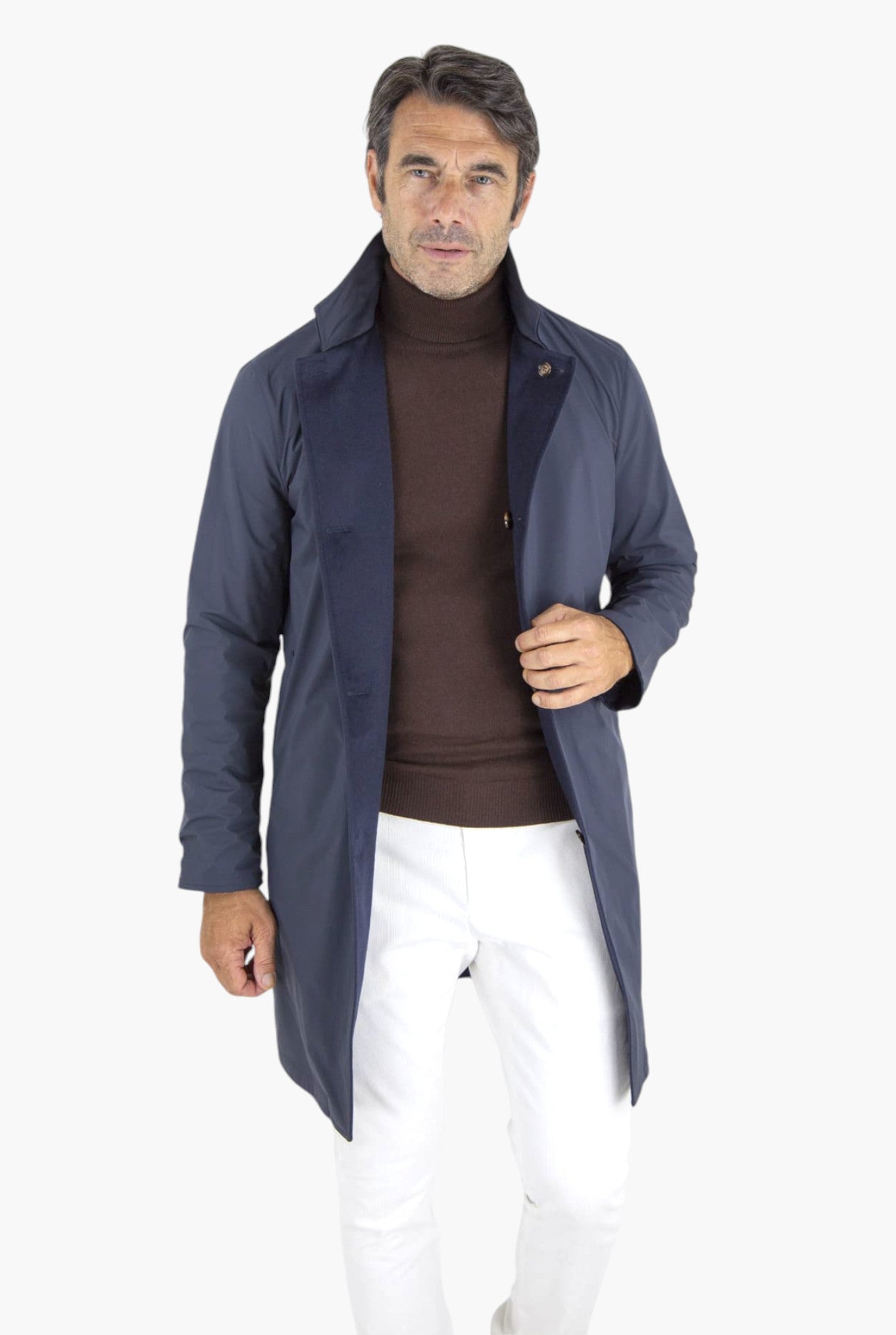 Cappotto Reversibile Cashmere e Nylon Blu/Navy