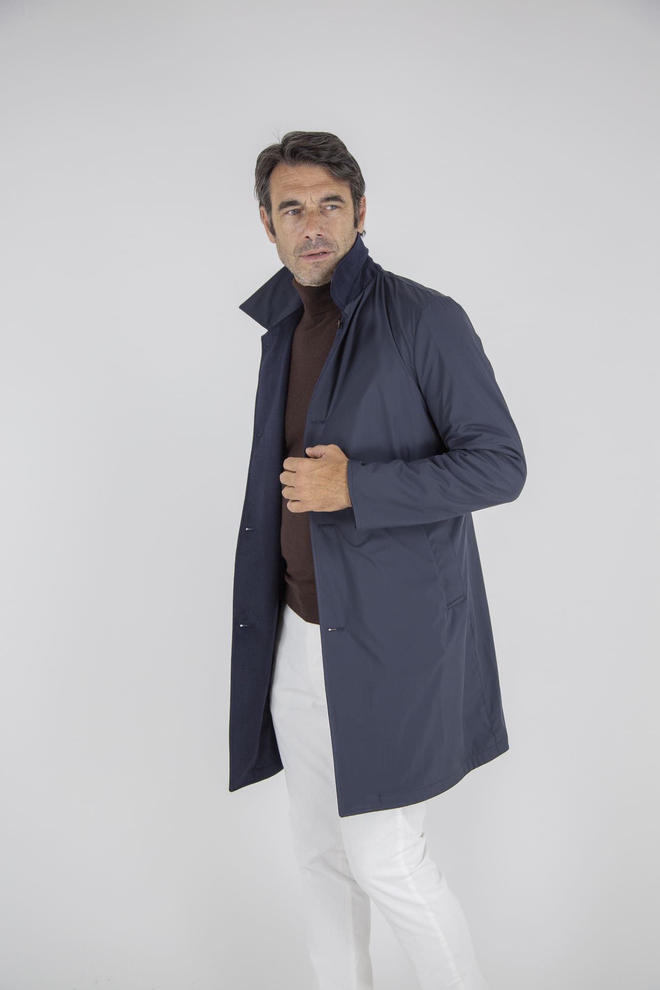 KIRED Cappotto Reversibile Cashmere e Nylon Blu/Navy