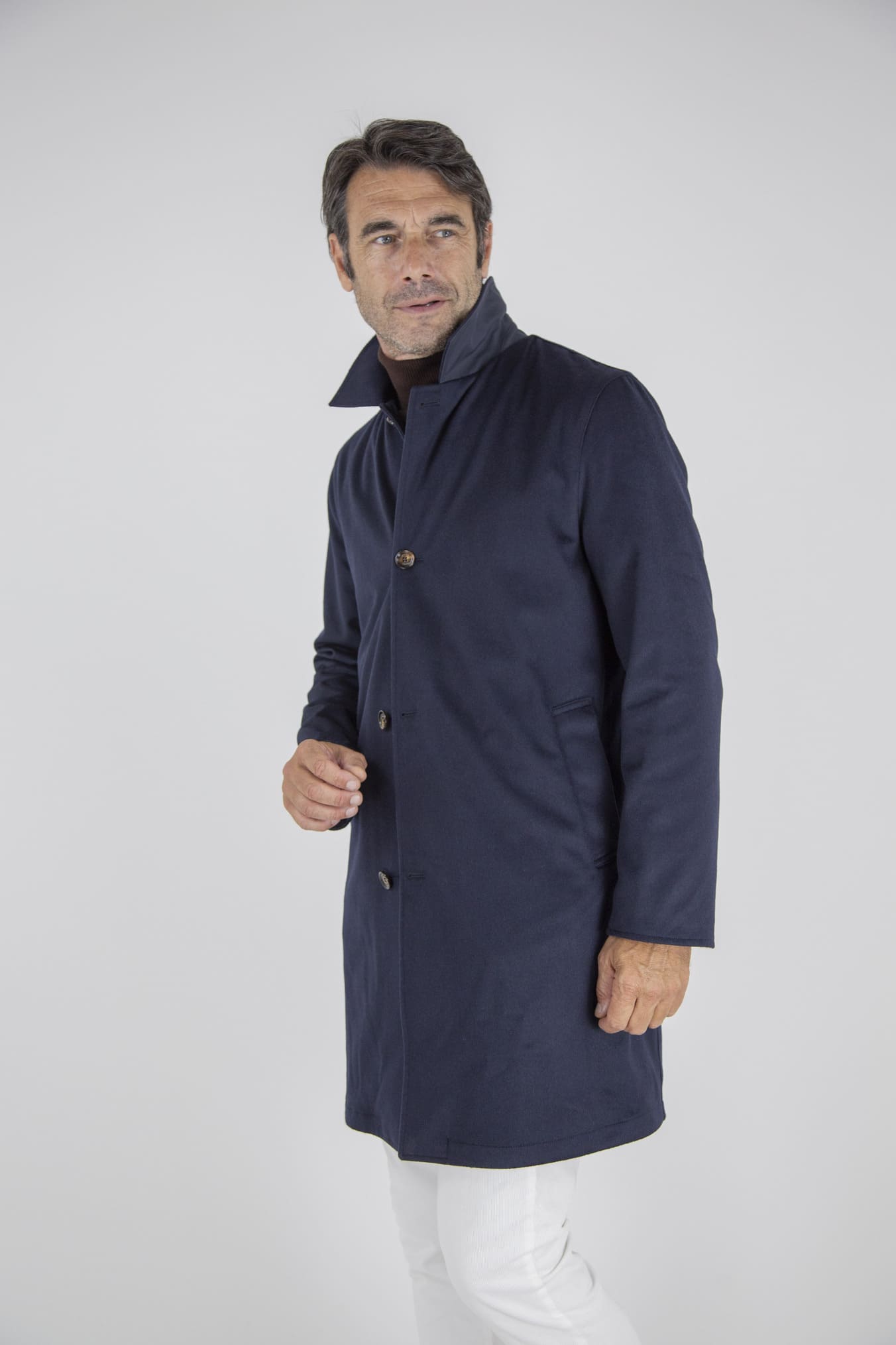 KIRED Cappotto Reversibile Cashmere e Nylon Blu/Navy