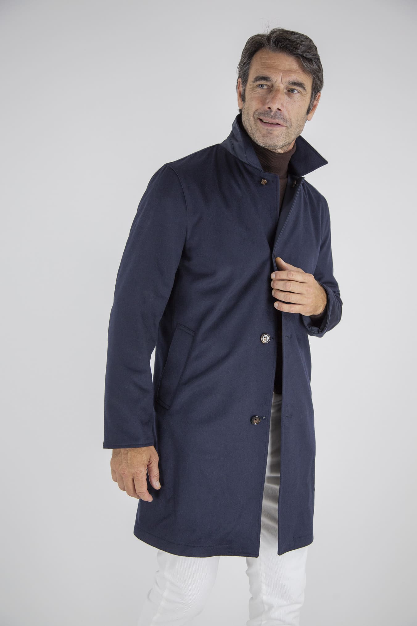 KIRED Cappotto Reversibile Cashmere e Nylon Blu/Navy