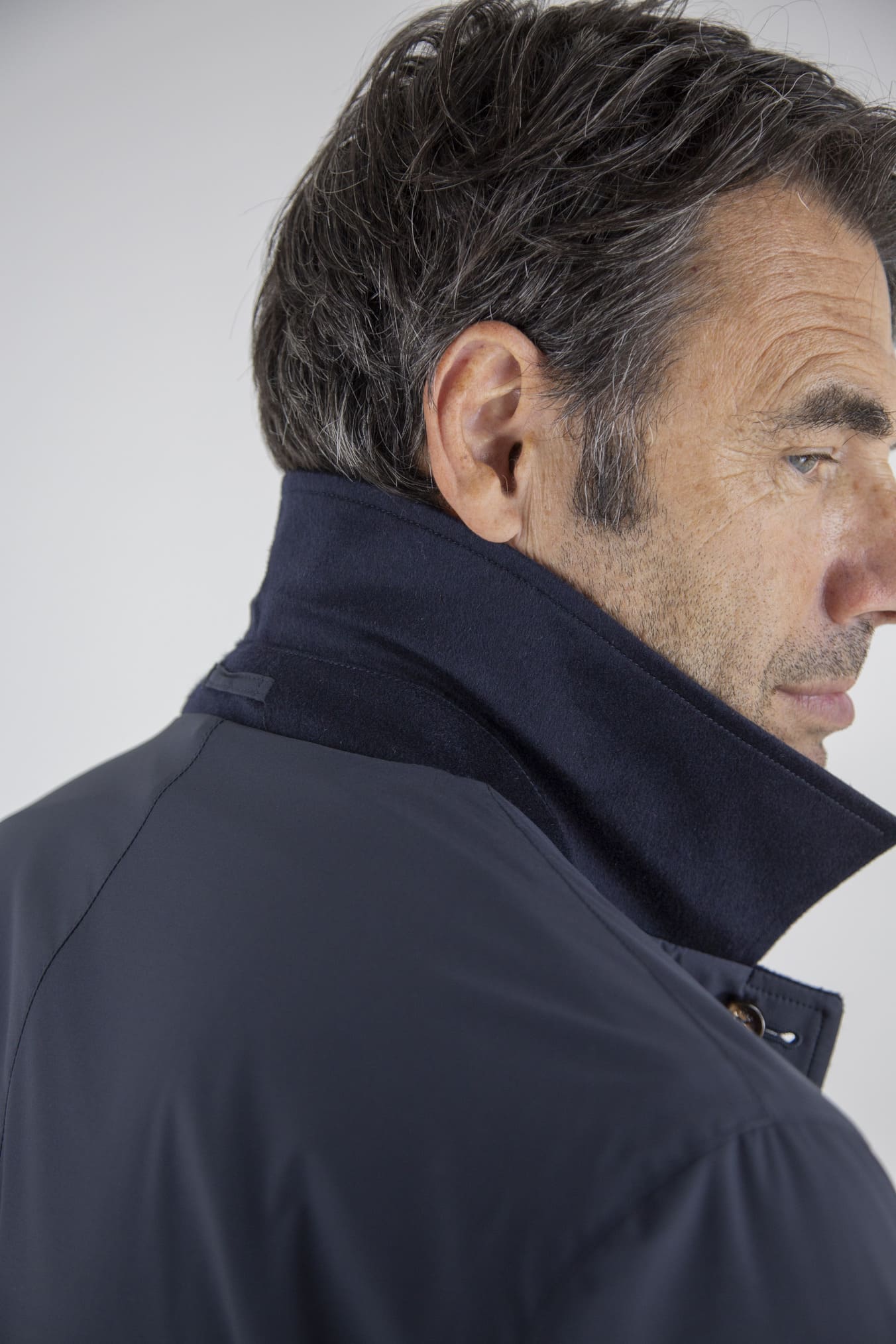 KIRED Cappotto Reversibile Cashmere e Nylon Blu/Navy