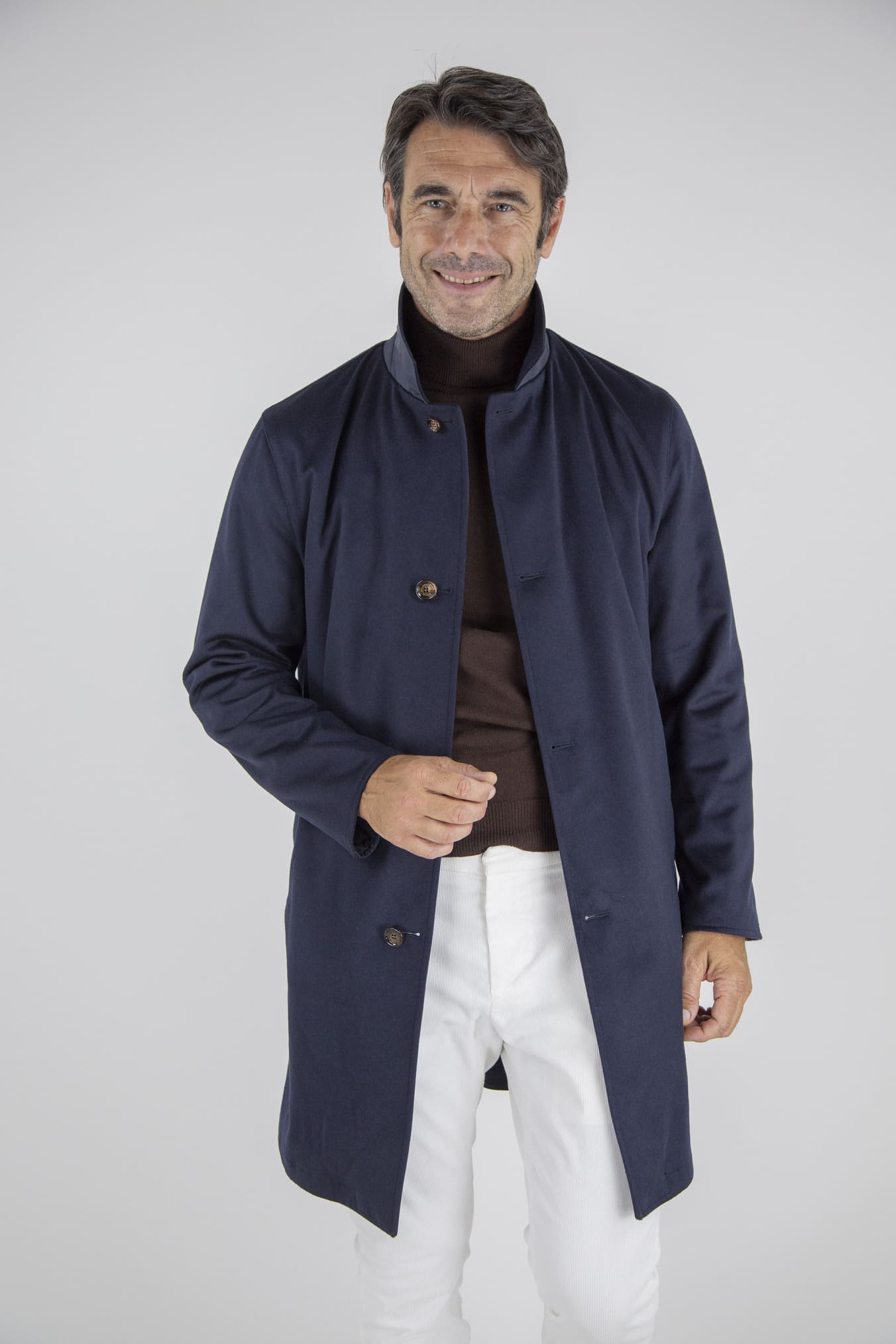 KIRED Cappotto Reversibile Cashmere e Nylon Blu/Navy