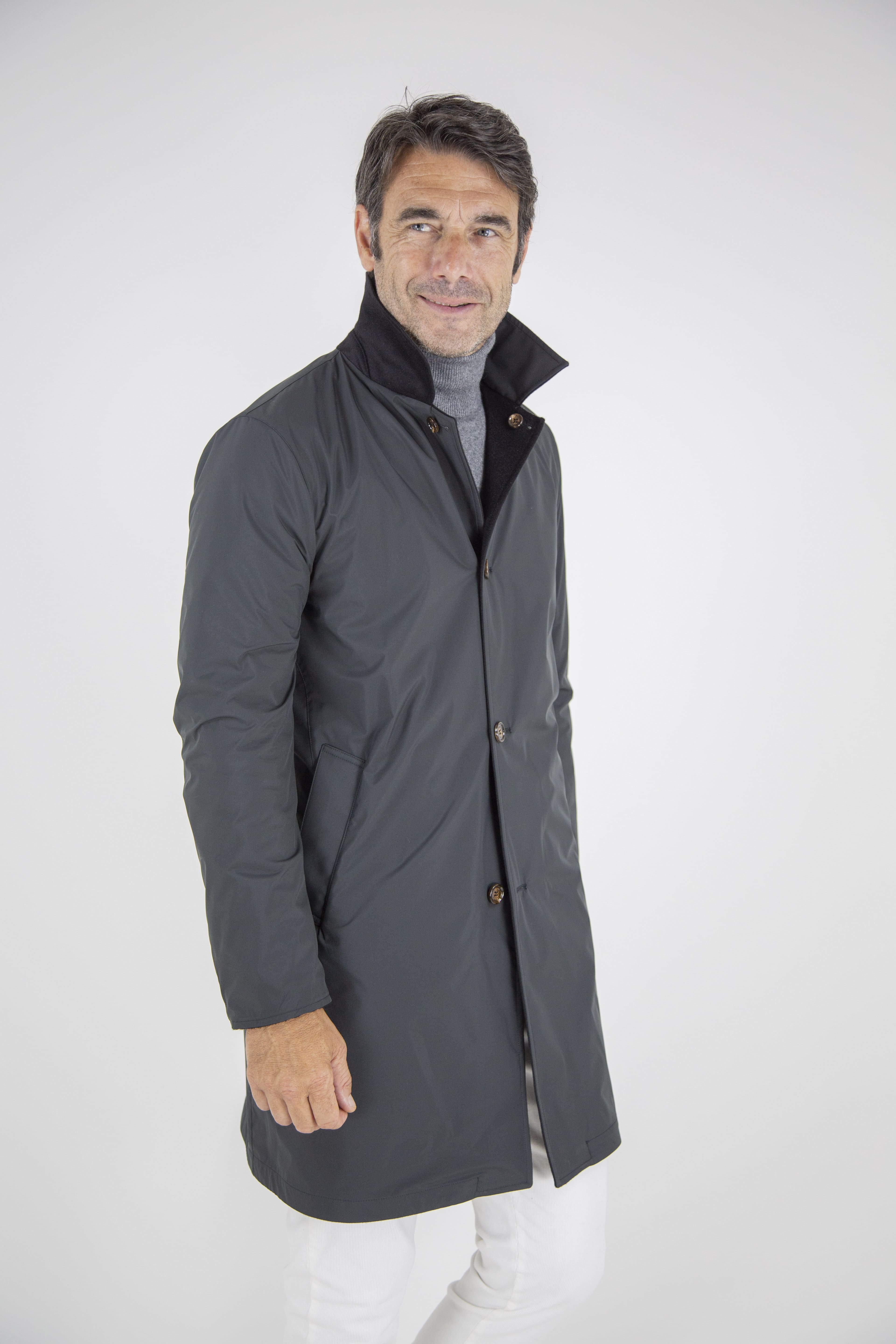 KIRED Cappotto Reversibile Cashmere e Nylon Nero