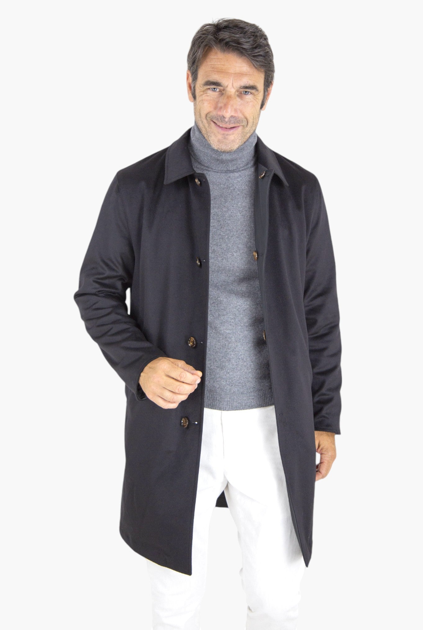 Cappotto Reversibile Cashmere e Nylon Nero