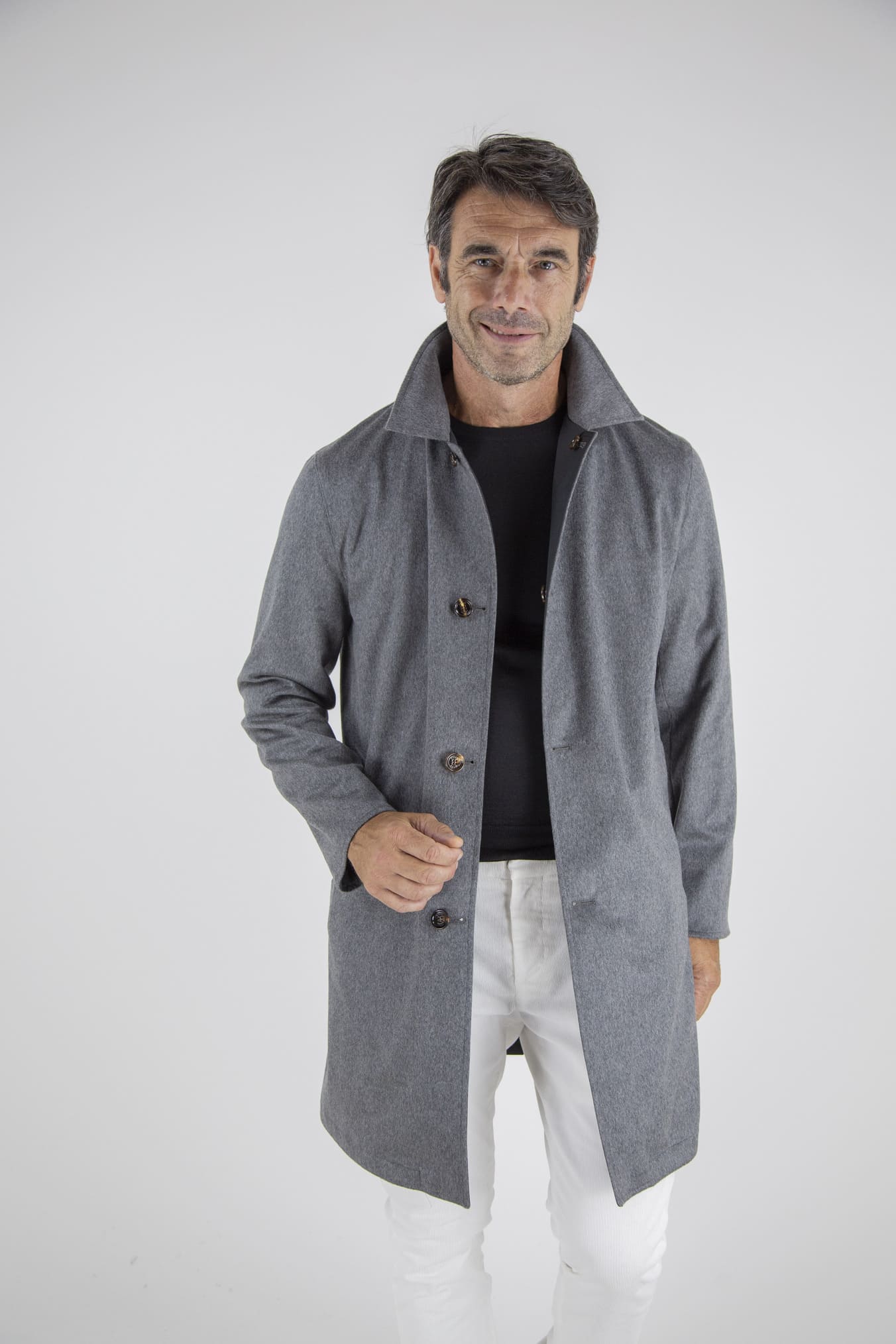 KIRED Cappotto Reversibile Cashmere e Nylon Grigio/Nero