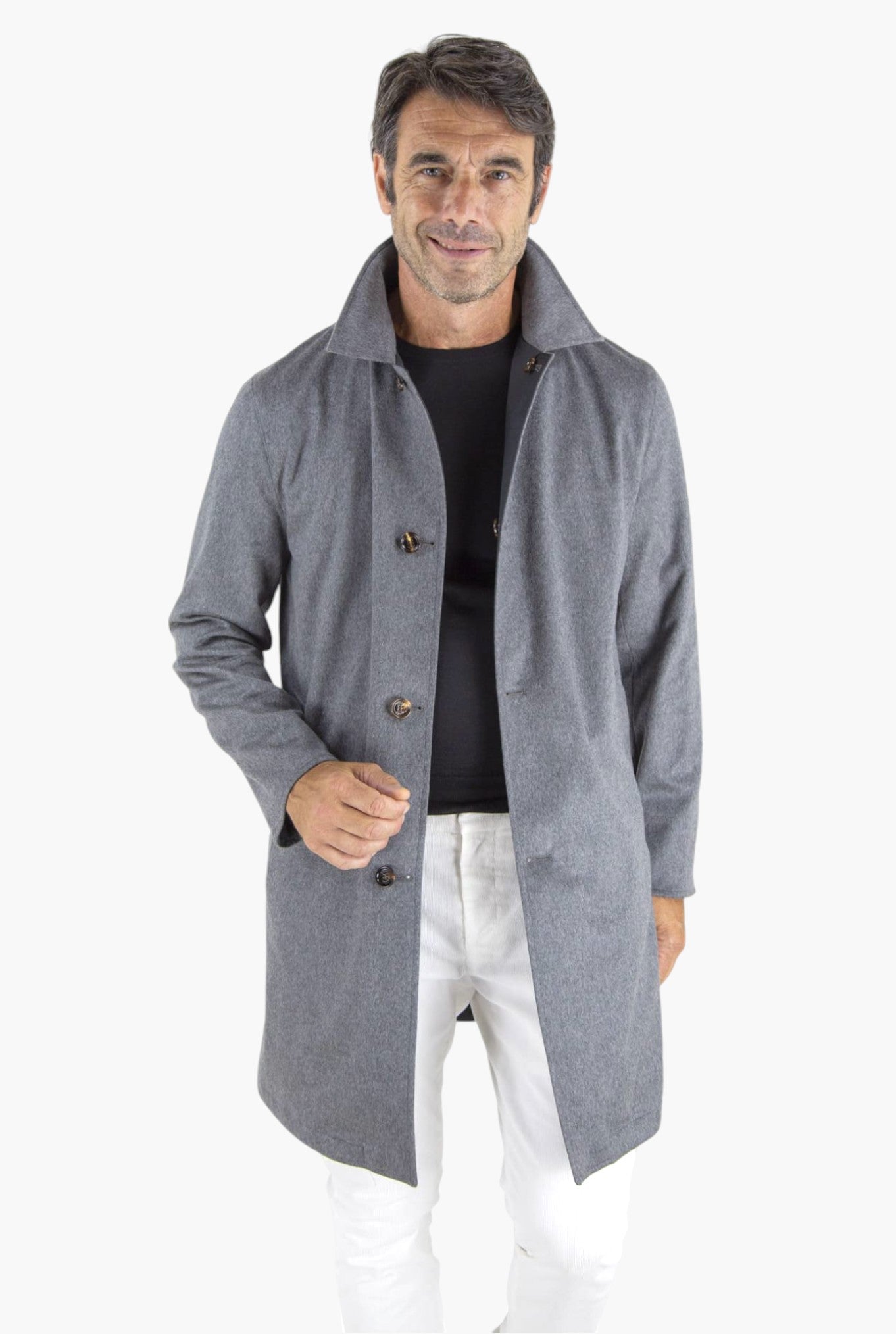 Cappotto Reversibile Cashmere e Nylon Grigio/Nero