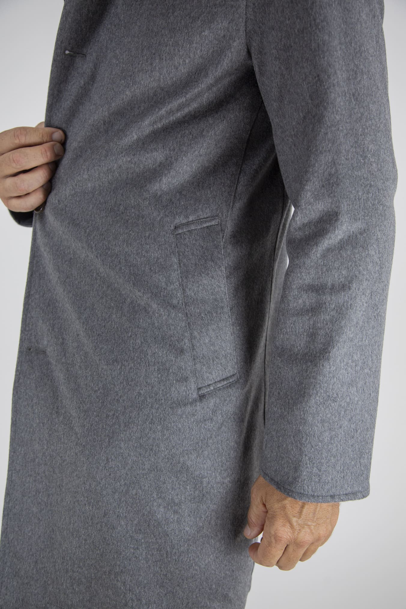 KIRED Cappotto Reversibile Cashmere e Nylon Grigio/Nero