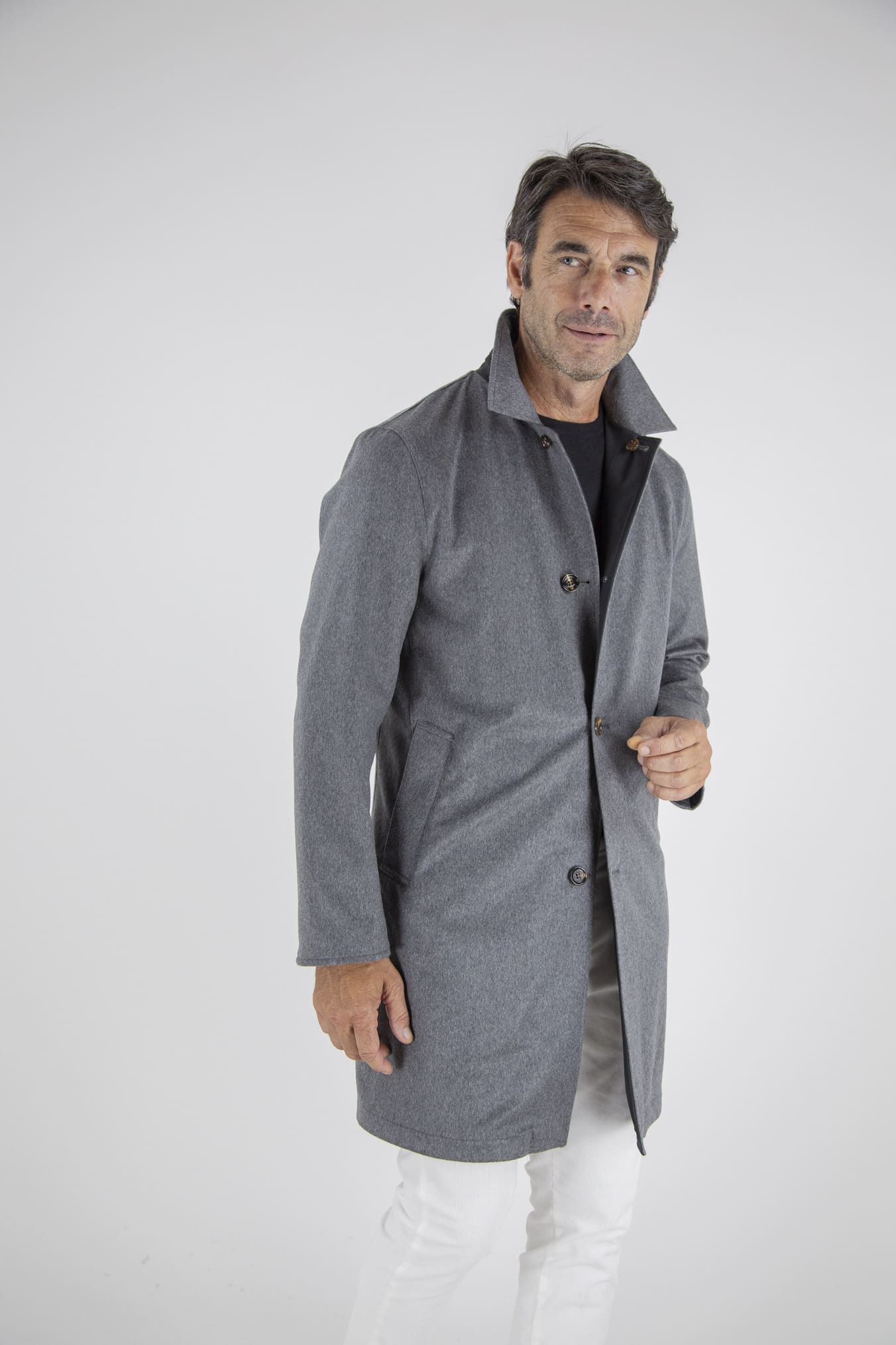 KIRED Cappotto Reversibile Cashmere e Nylon Grigio/Nero