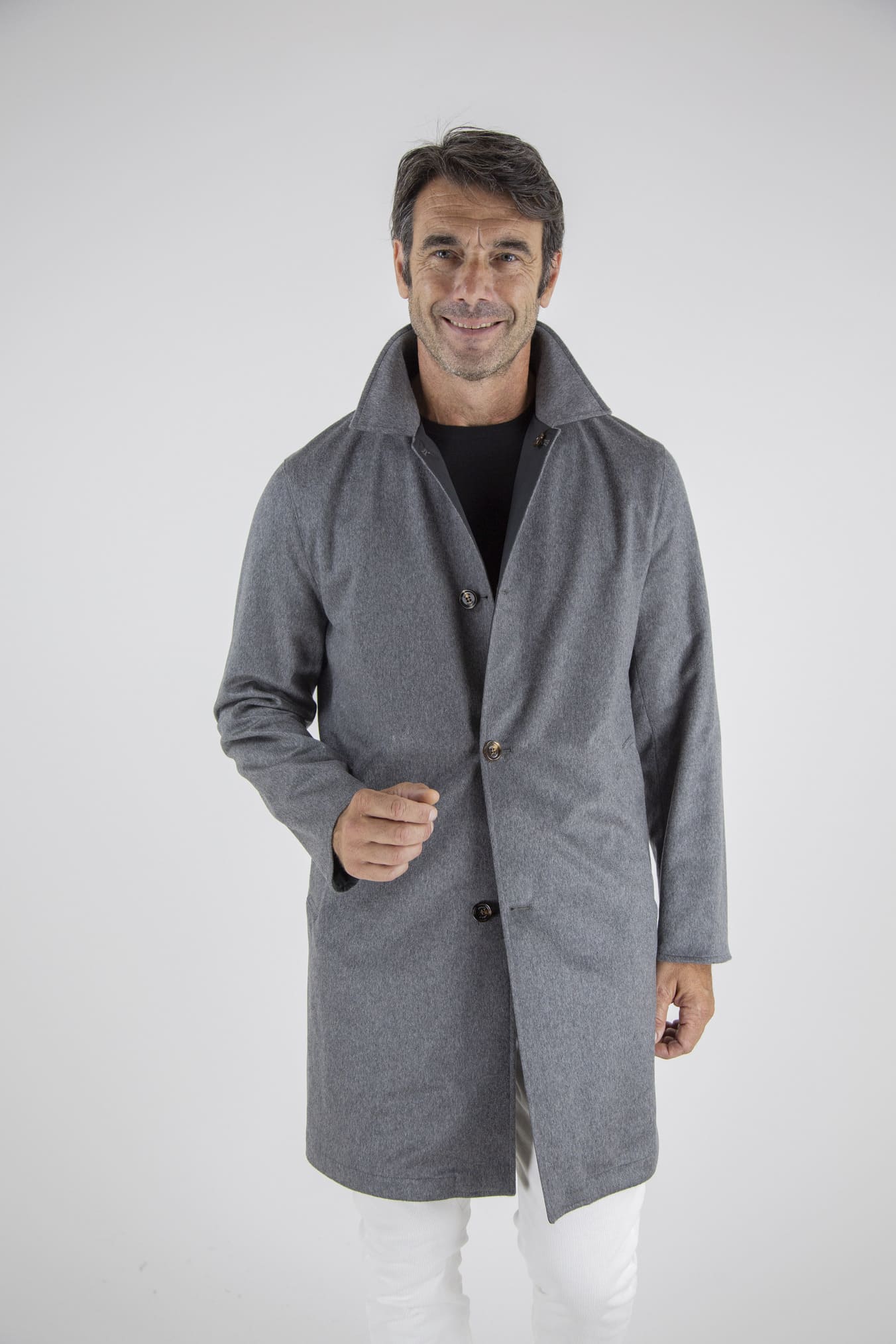 KIRED Cappotto Reversibile Cashmere e Nylon Grigio/Nero