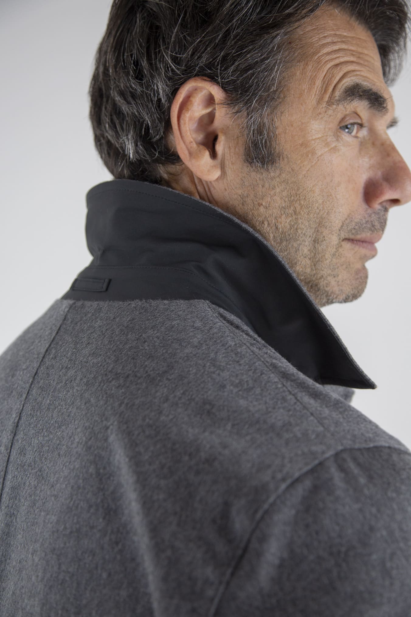 KIRED Cappotto Reversibile Cashmere e Nylon Grigio/Nero