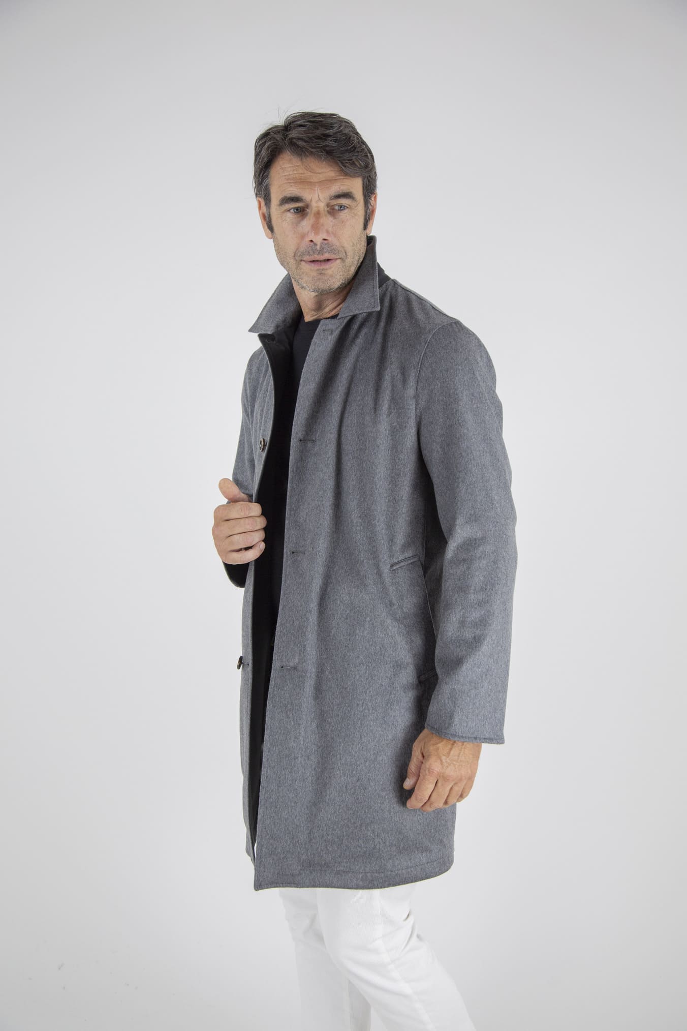 KIRED Cappotto Reversibile Cashmere e Nylon Grigio/Nero