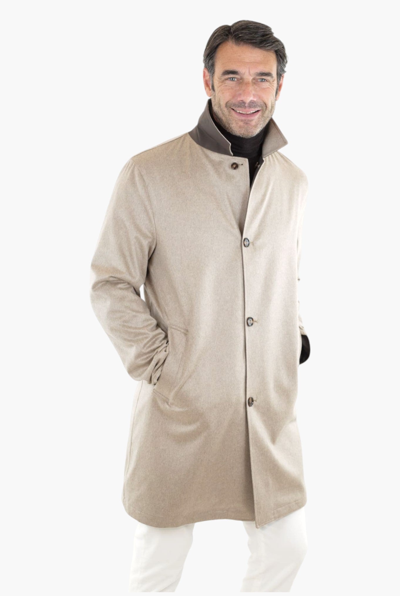 Cappotto Reversibile Cashmere e Nylon Beige/Testa di Moro